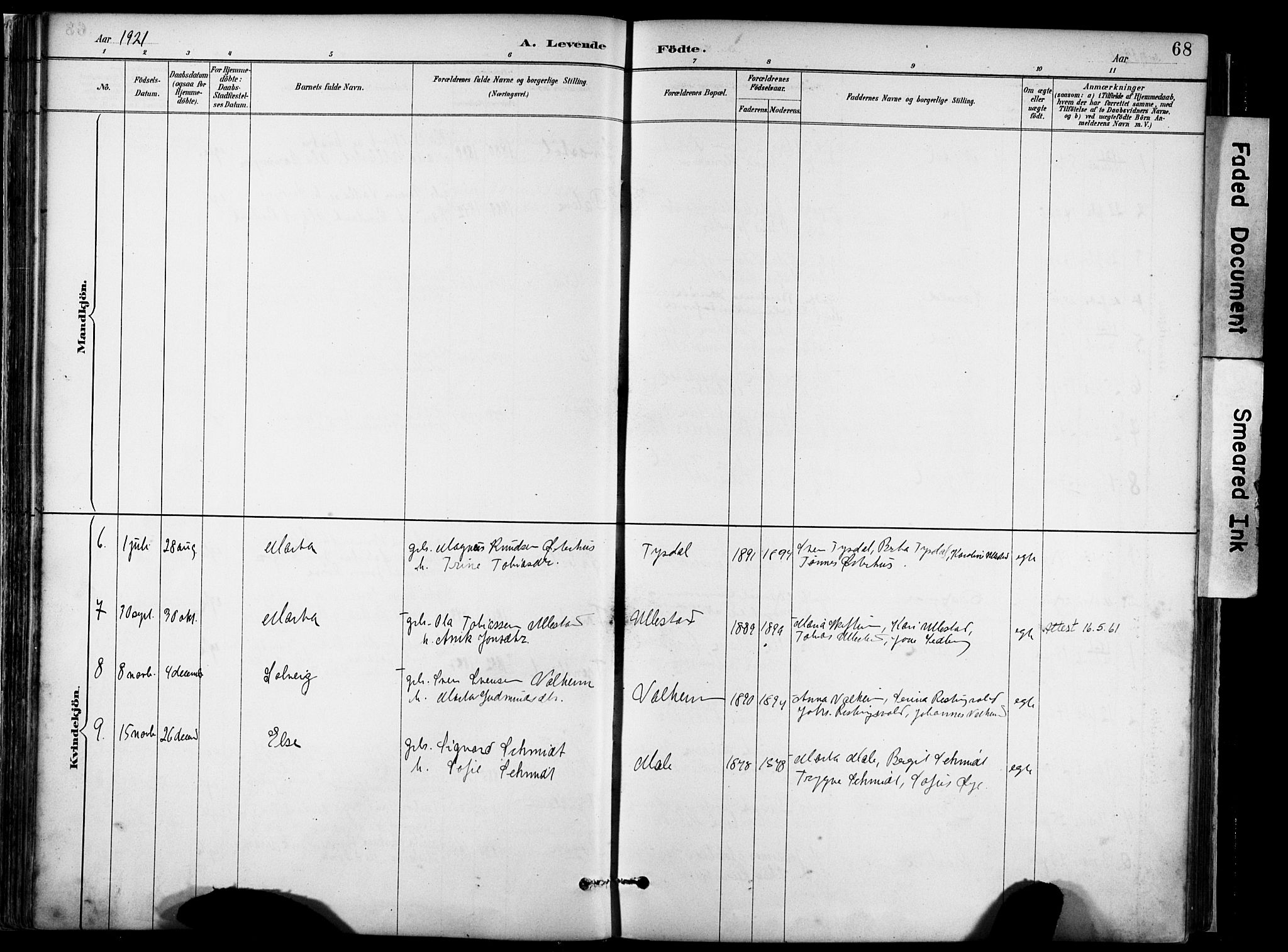 Hjelmeland sokneprestkontor, AV/SAST-A-101843/02/A/L0001: Ministerialbok nr. A 16, 1887-1926, s. 68