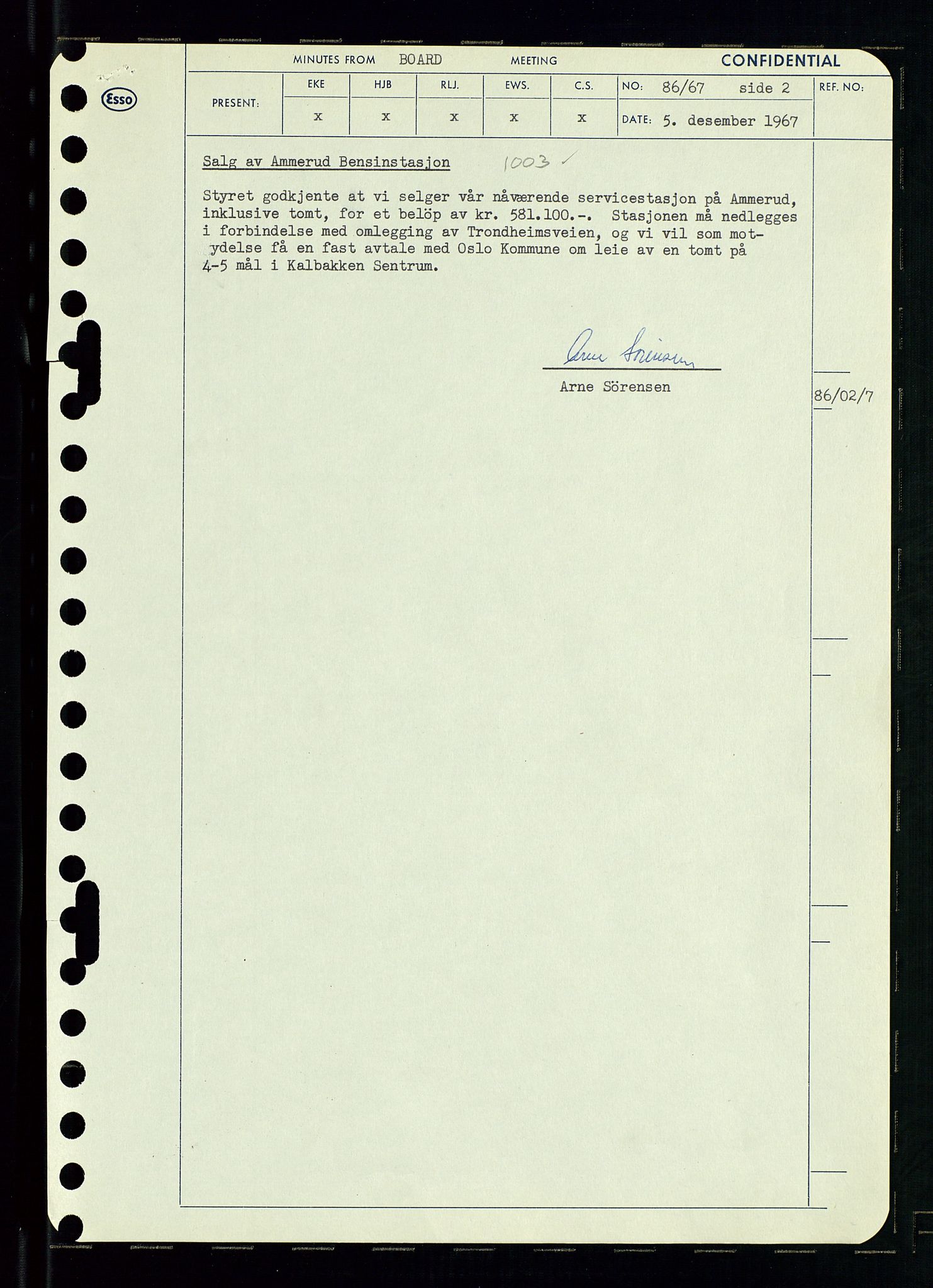 Pa 0982 - Esso Norge A/S, SAST/A-100448/A/Aa/L0002/0003: Den administrerende direksjon Board minutes (styrereferater) / Den administrerende direksjon Board minutes (styrereferater), 1967, s. 175