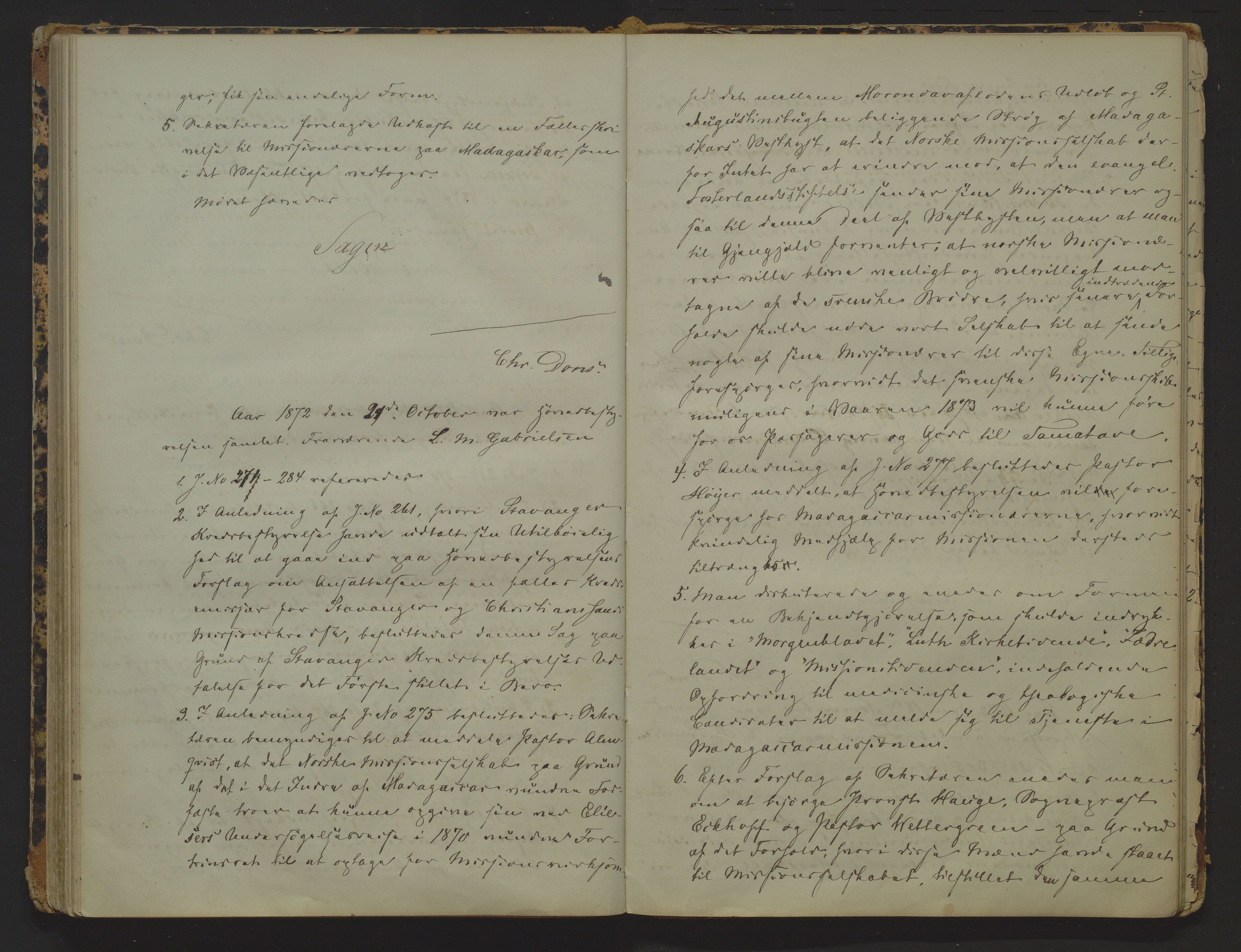 Det Norske Misjonsselskap - hovedadministrasjonen, VID/MA-A-1045/D/Da/Daa/L0008: Styreprotokoll nr. III, 17. juli 1862 - 12. januar 1875, 1862-1875