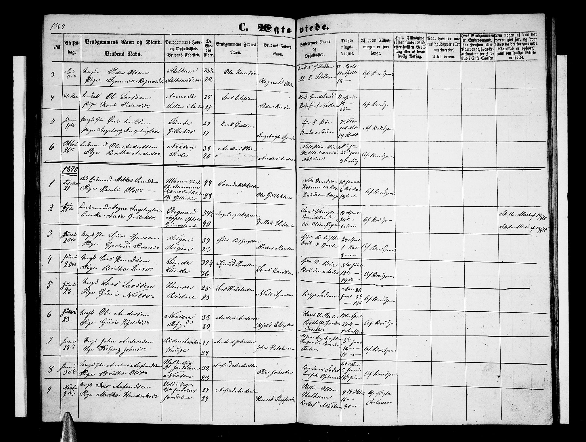 Vossestrand Sokneprestembete, AV/SAB-A-79101/H/Hab: Klokkerbok nr. A 1, 1855-1879