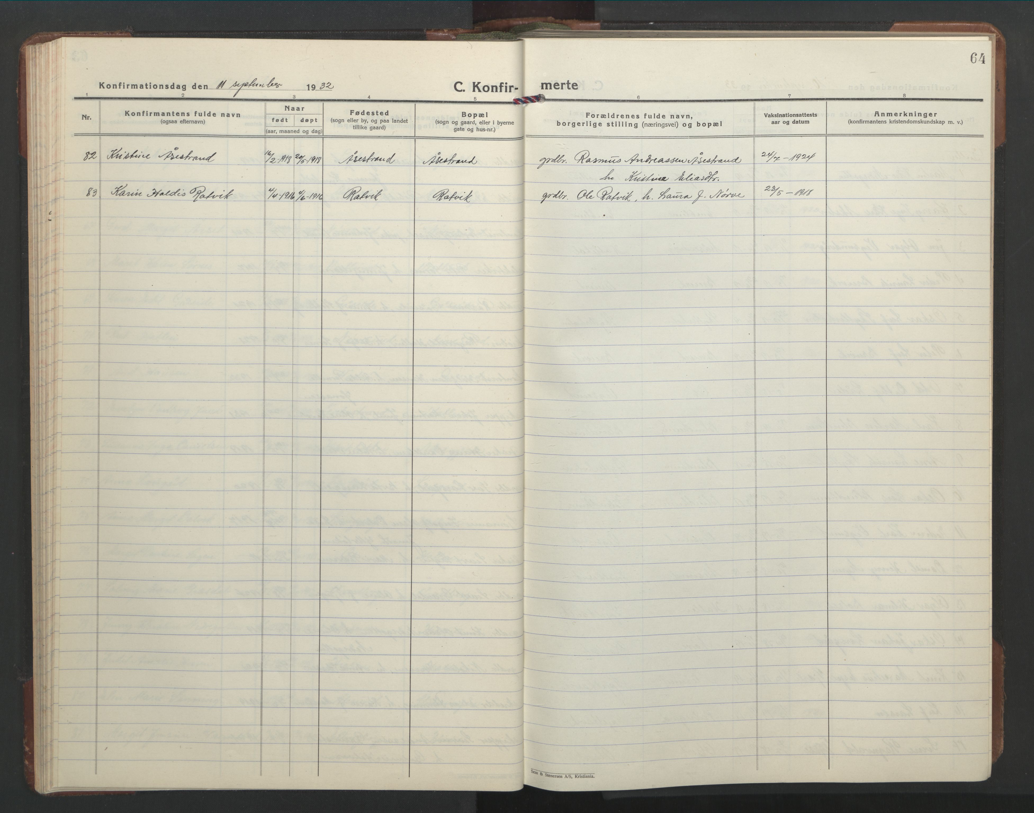 Ministerialprotokoller, klokkerbøker og fødselsregistre - Møre og Romsdal, AV/SAT-A-1454/528/L0435: Klokkerbok nr. 528C16, 1923-1957, s. 64