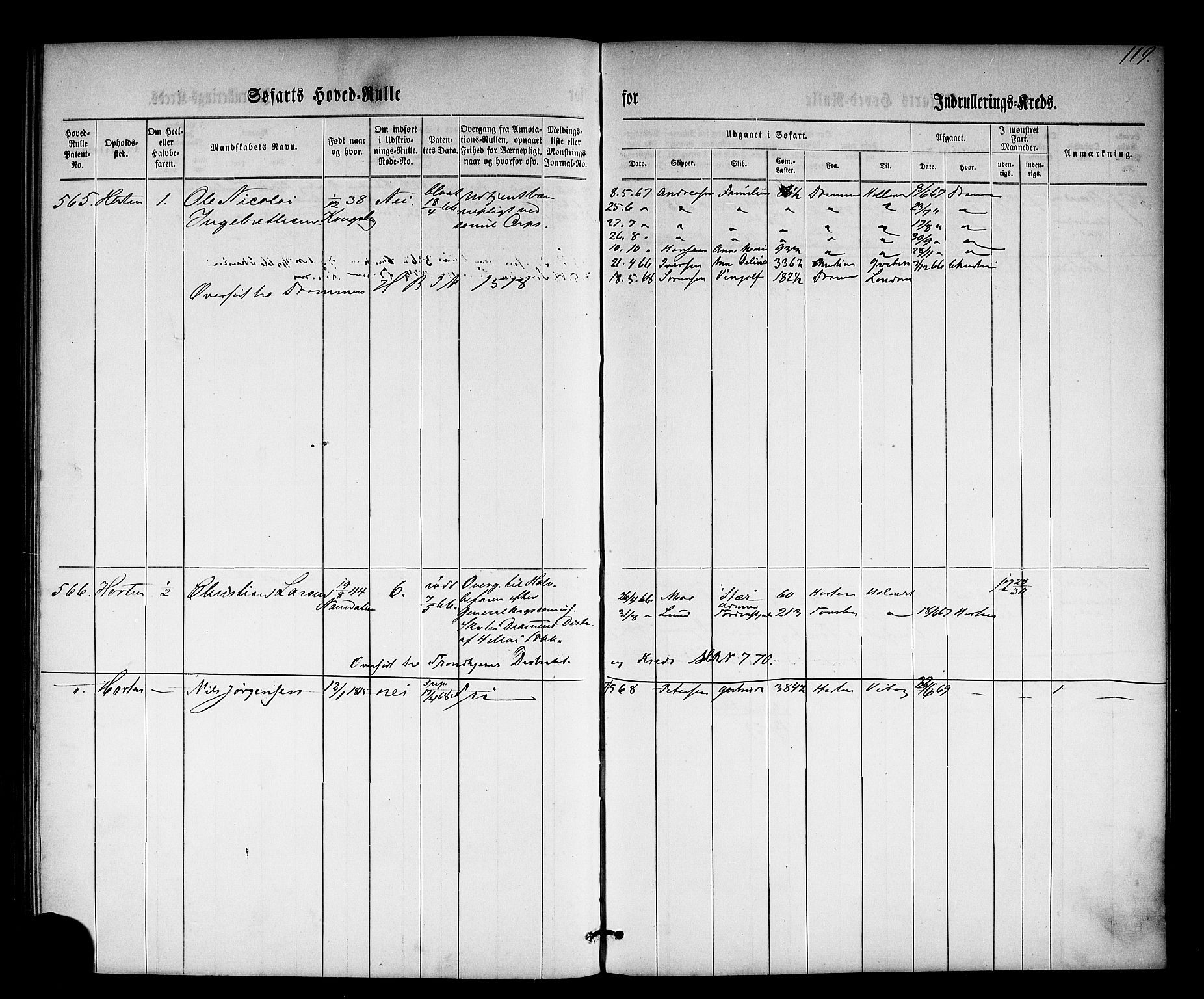 Horten innrulleringskontor, SAKO/A-785/F/Fc/L0002: Hovedrulle, 1861-1868, s. 138