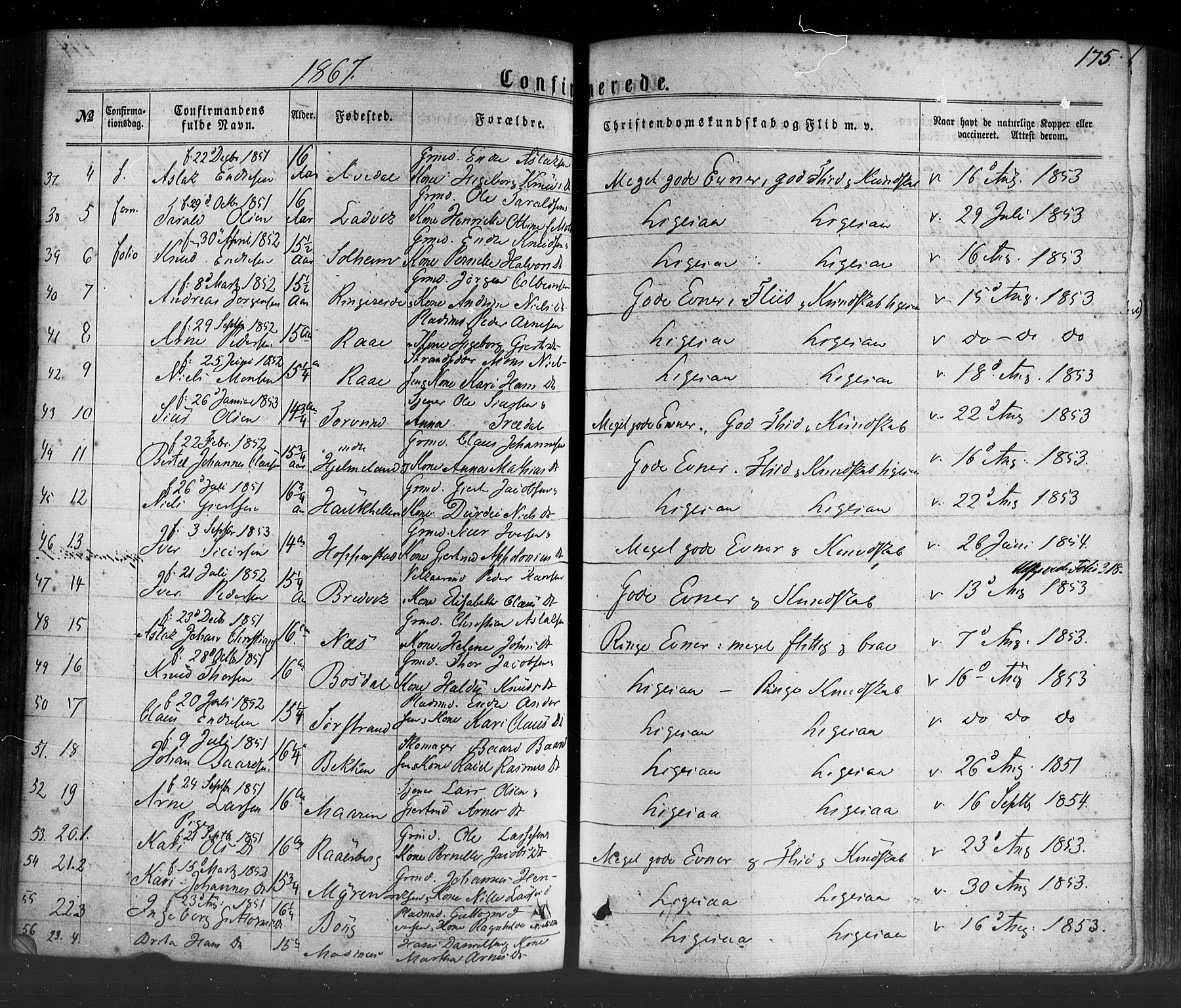 Lavik sokneprestembete, AV/SAB-A-80901: Ministerialbok nr. A 4, 1864-1881, s. 175