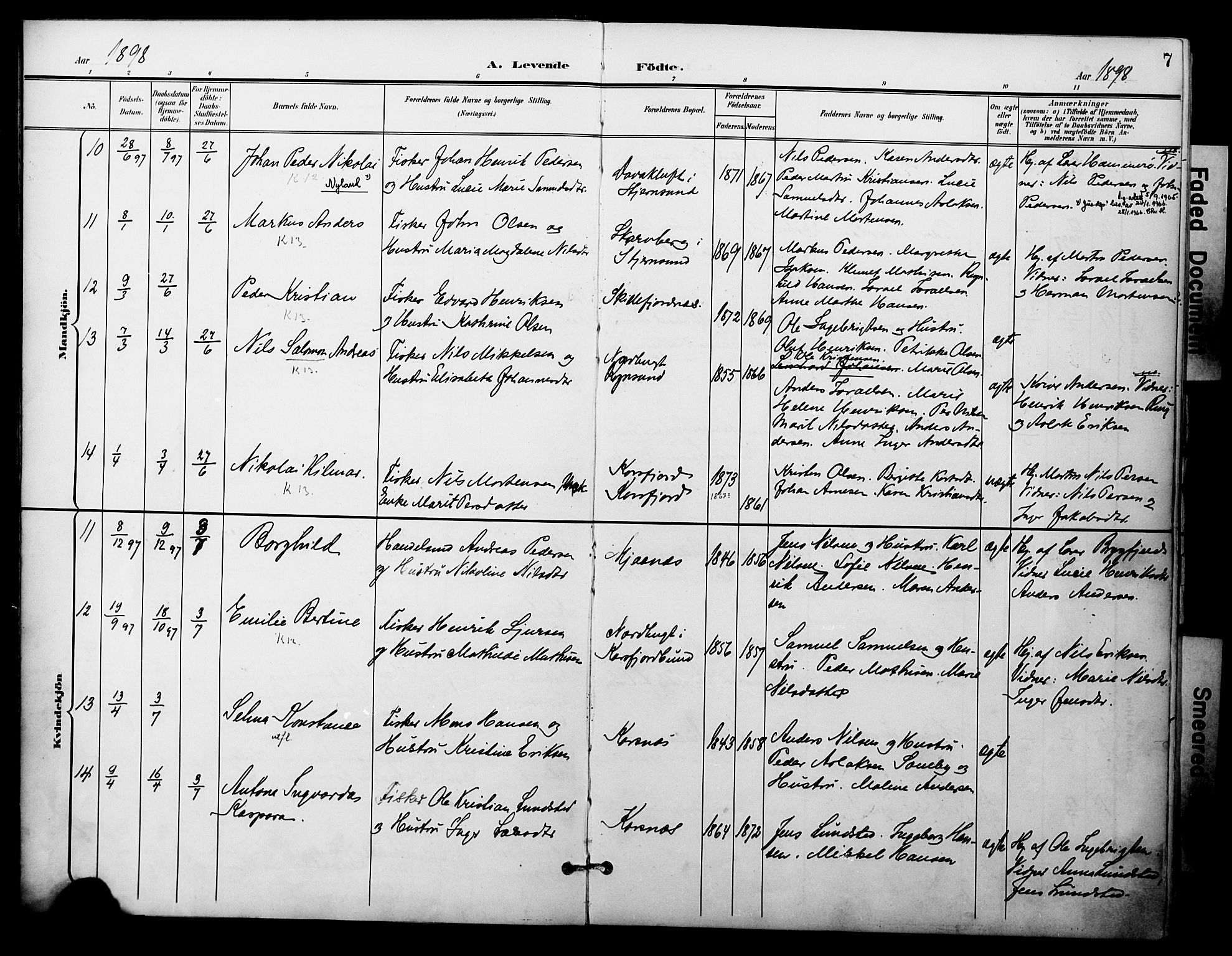 Talvik sokneprestkontor, AV/SATØ-S-1337/H/Ha/L0014kirke: Ministerialbok nr. 14, 1897-1905, s. 7