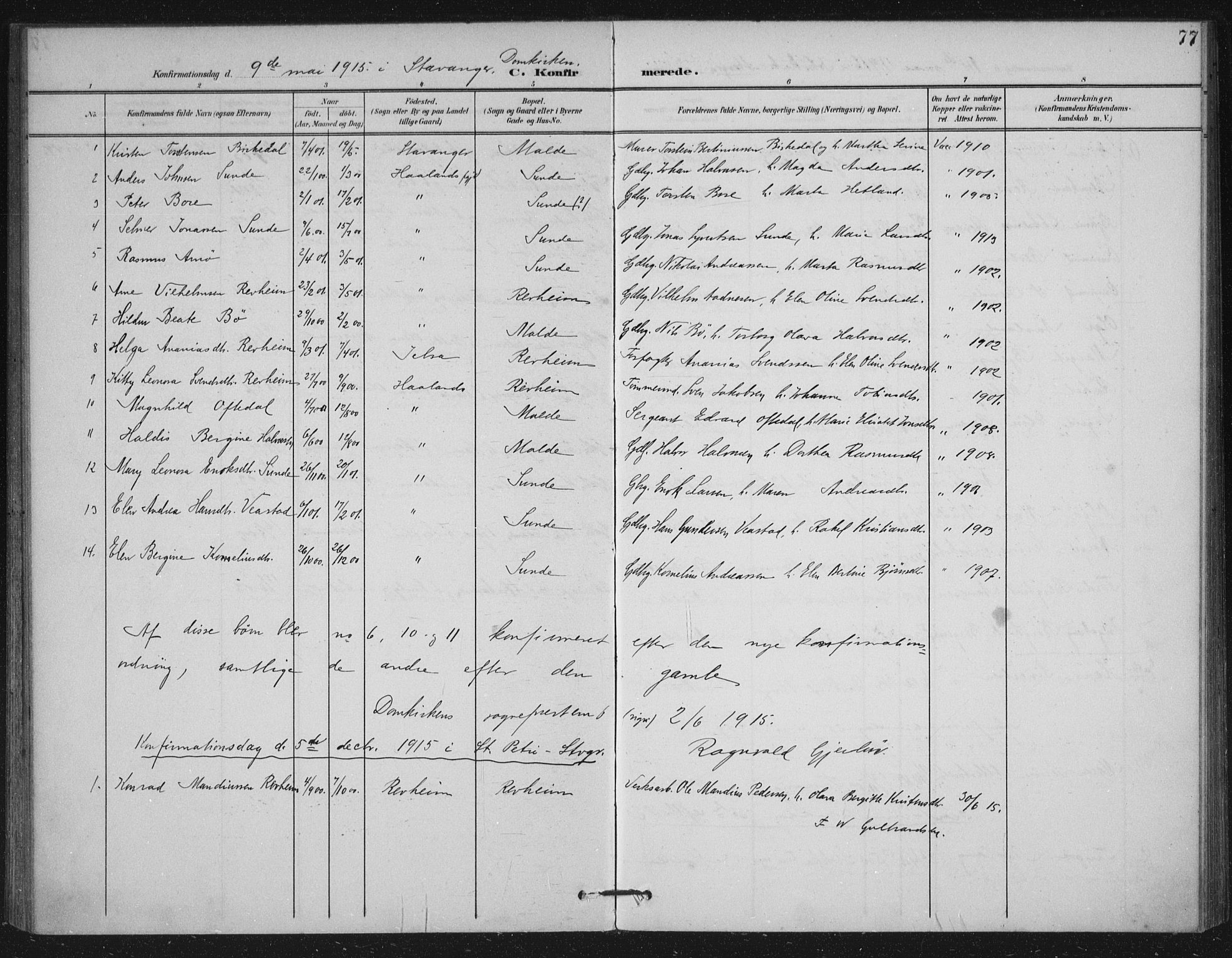 Håland sokneprestkontor, AV/SAST-A-101802/002/B/L0001: Ministerialbok nr. A 13, 1901-1923, s. 77