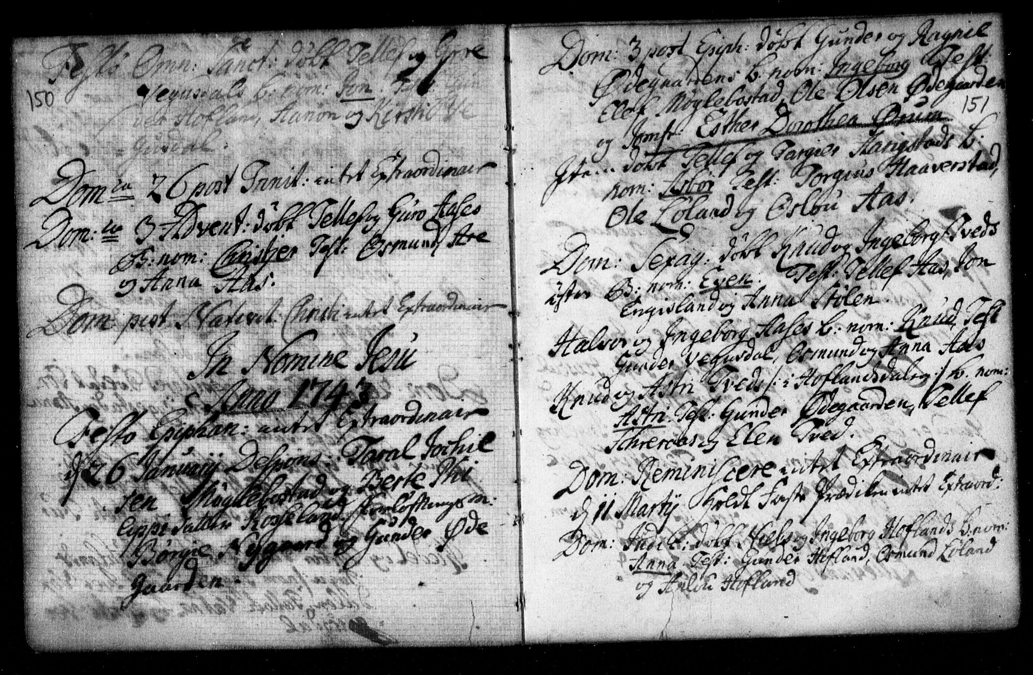 Herefoss sokneprestkontor, AV/SAK-1111-0019/F/Fa/Fab/L0001: Ministerialbok nr. A 1, 1704-1779, s. 150-151