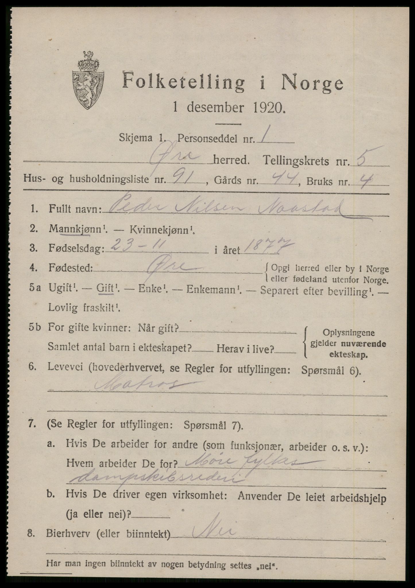 SAT, Folketelling 1920 for 1558 Øre herred, 1920, s. 3668