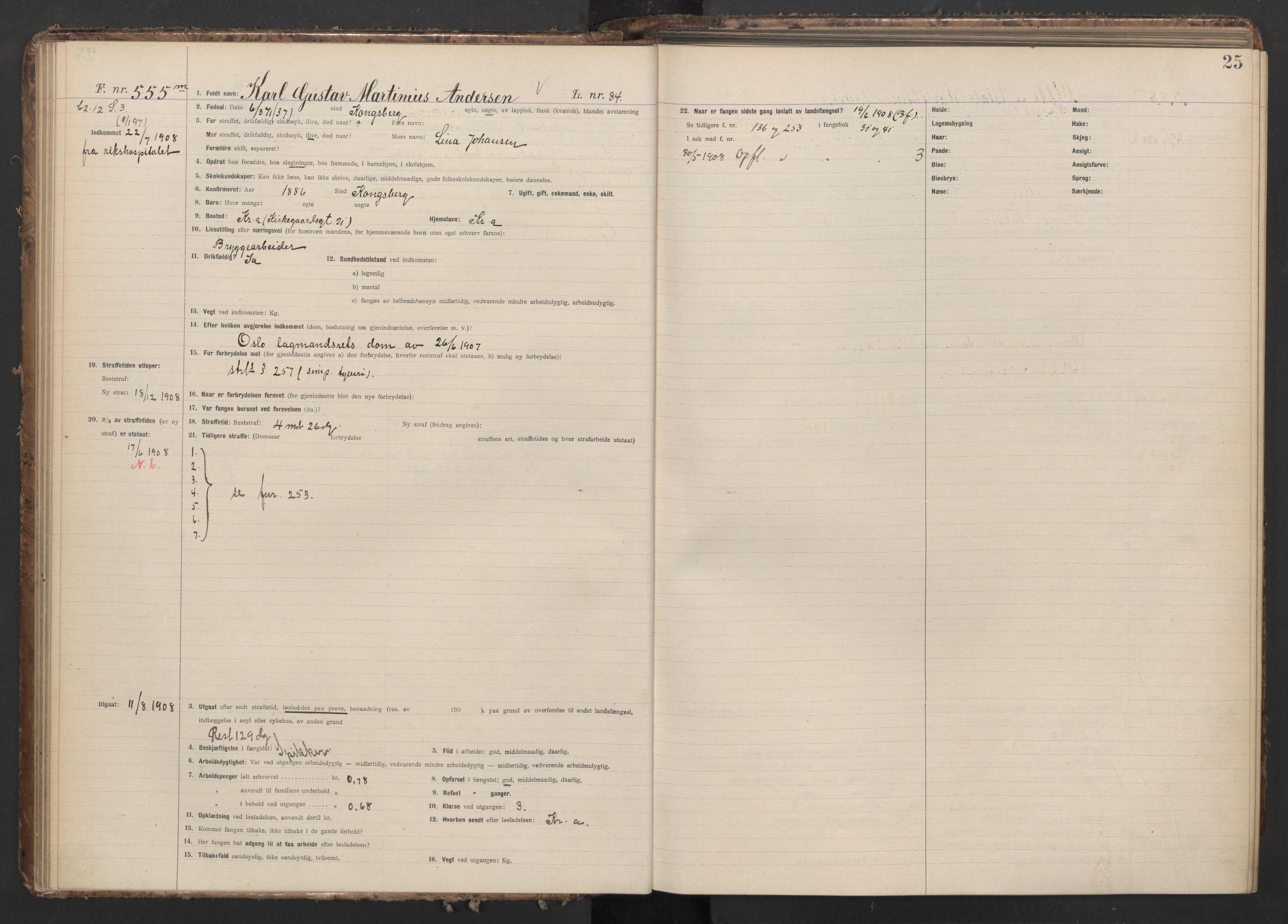 Botsfengslet, AV/RA-S-1539/D/Db/Dbb/L0042: 531m - 871m, 1908-1909, s. 25