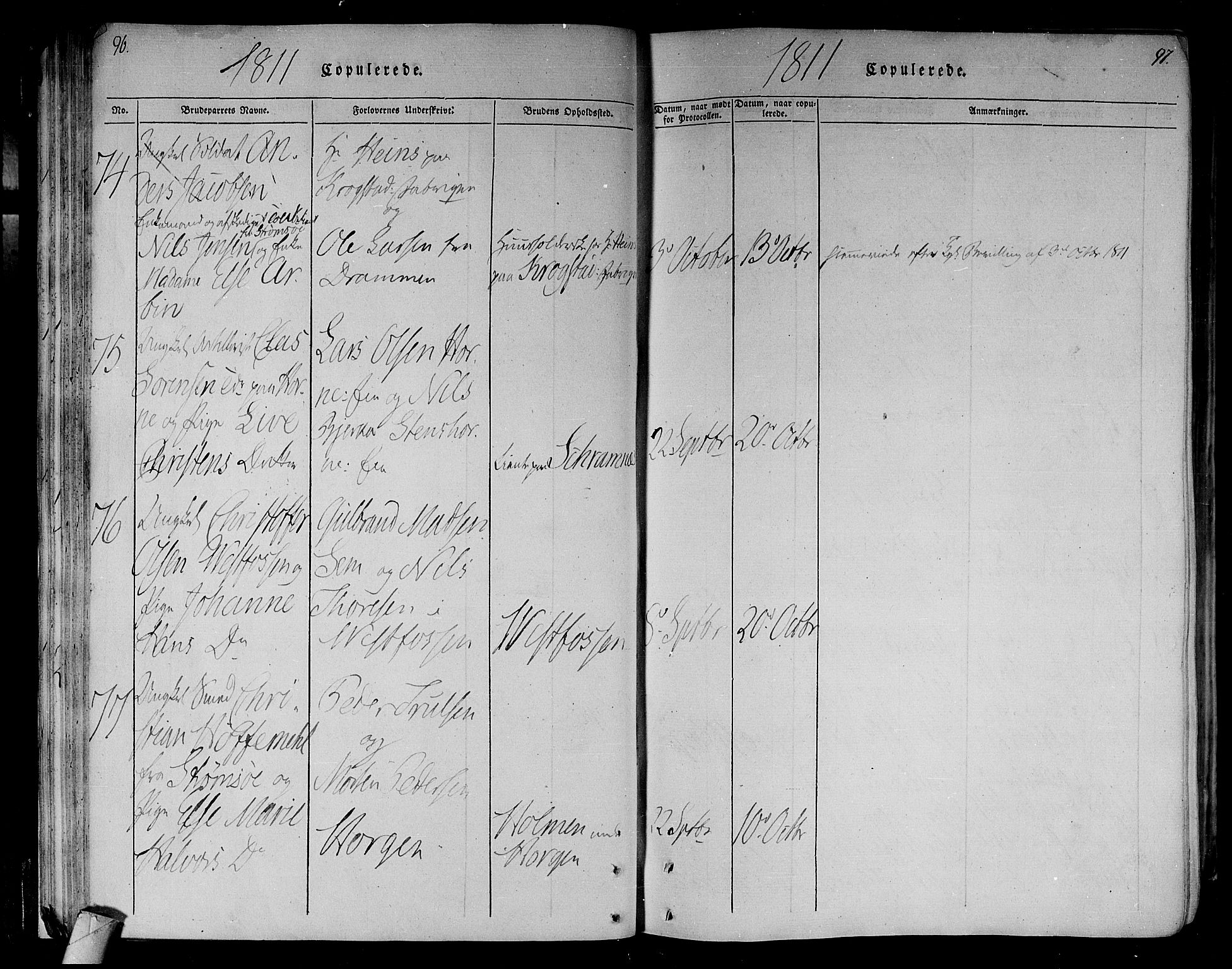 Eiker kirkebøker, AV/SAKO-A-4/F/Fa/L0010: Ministerialbok nr. I 10, 1806-1815, s. 96-97
