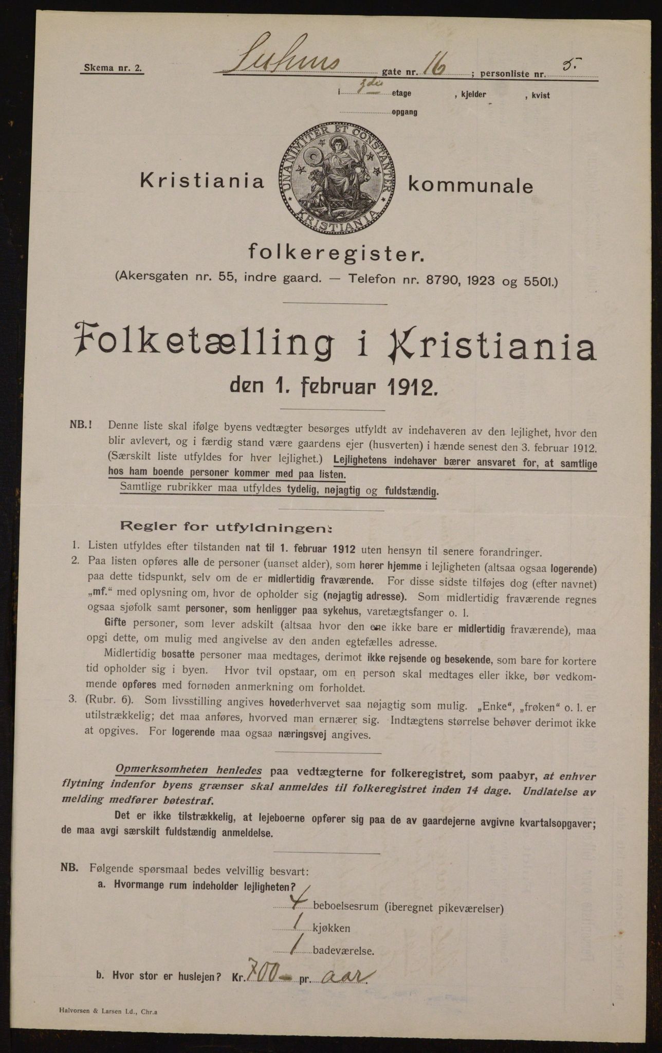 OBA, Kommunal folketelling 1.2.1912 for Kristiania, 1912, s. 104677