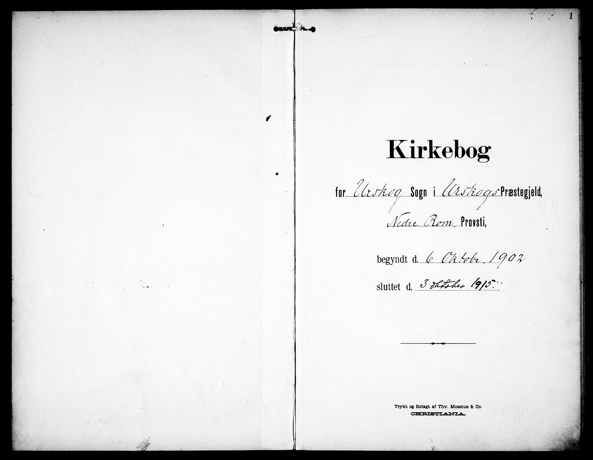 Aurskog prestekontor Kirkebøker, SAO/A-10304a/F/Fa/L0012: Ministerialbok nr. I 12, 1902-1915, s. 1