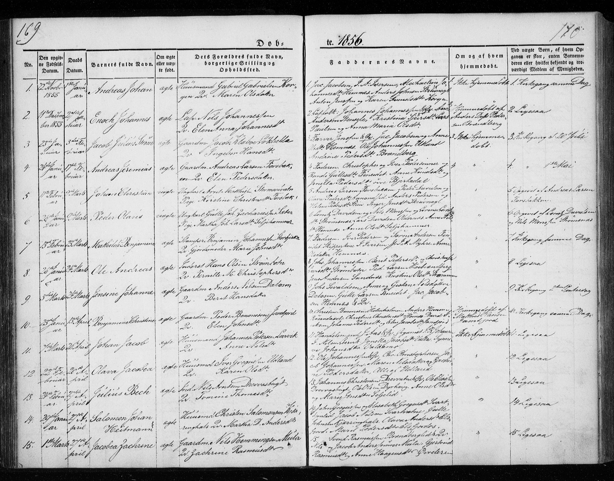 Ministerialprotokoller, klokkerbøker og fødselsregistre - Nordland, AV/SAT-A-1459/825/L0355: Ministerialbok nr. 825A09, 1842-1863, s. 169-170