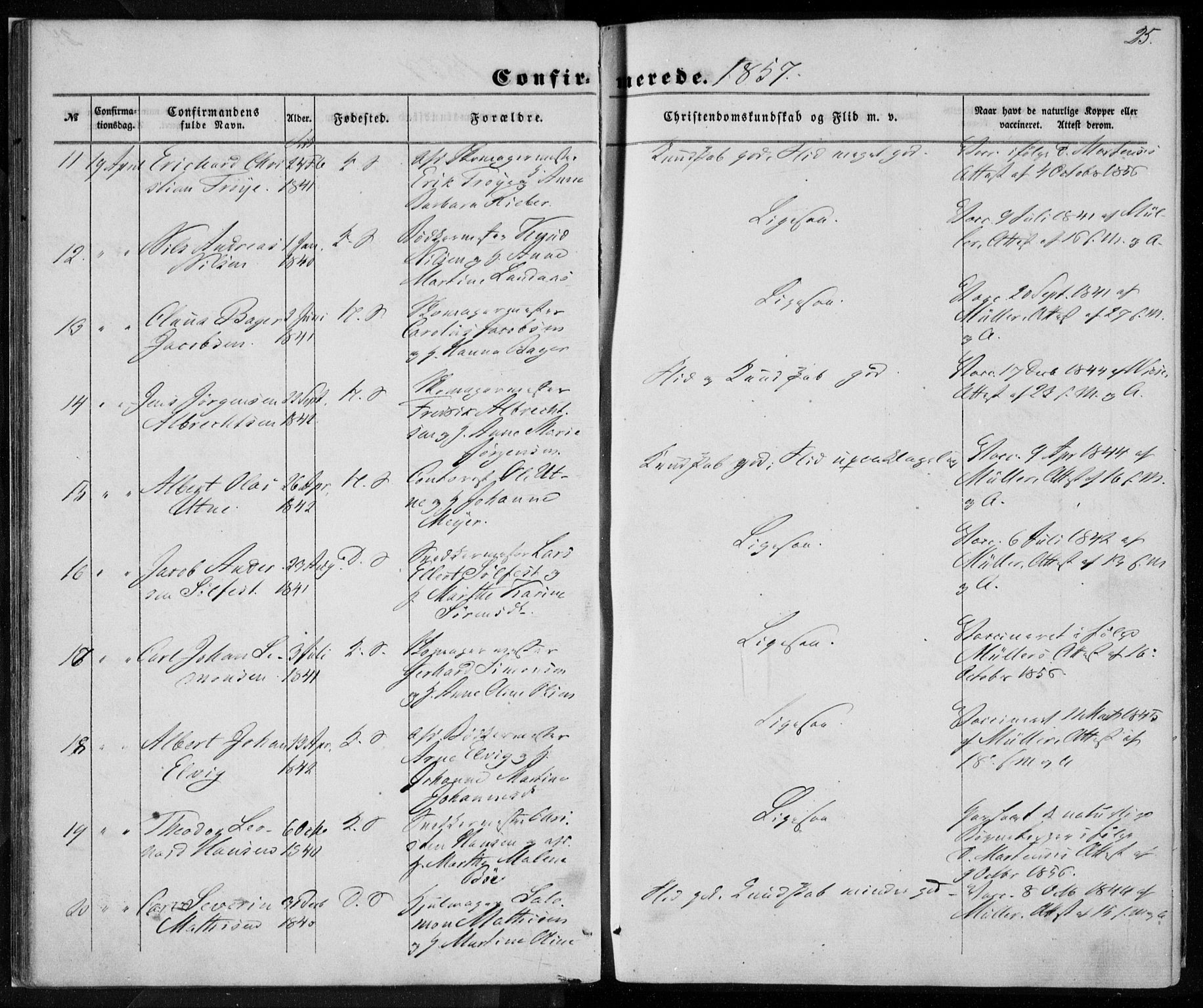 Korskirken sokneprestembete, SAB/A-76101/H/Haa/L0027: Ministerialbok nr. C 3, 1854-1868, s. 25