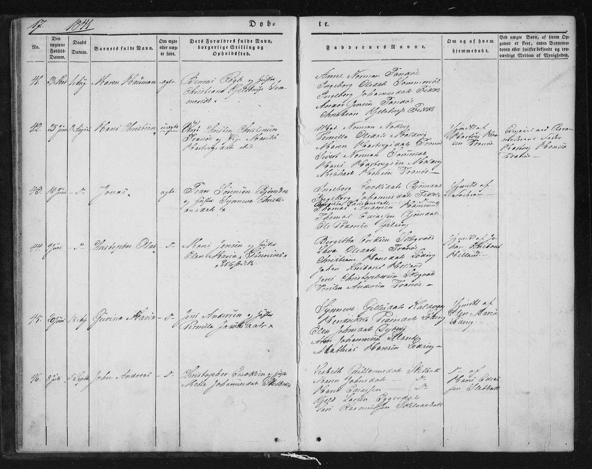 Ministerialprotokoller, klokkerbøker og fødselsregistre - Nordland, AV/SAT-A-1459/859/L0843: Ministerialbok nr. 859A03, 1840-1848, s. 17