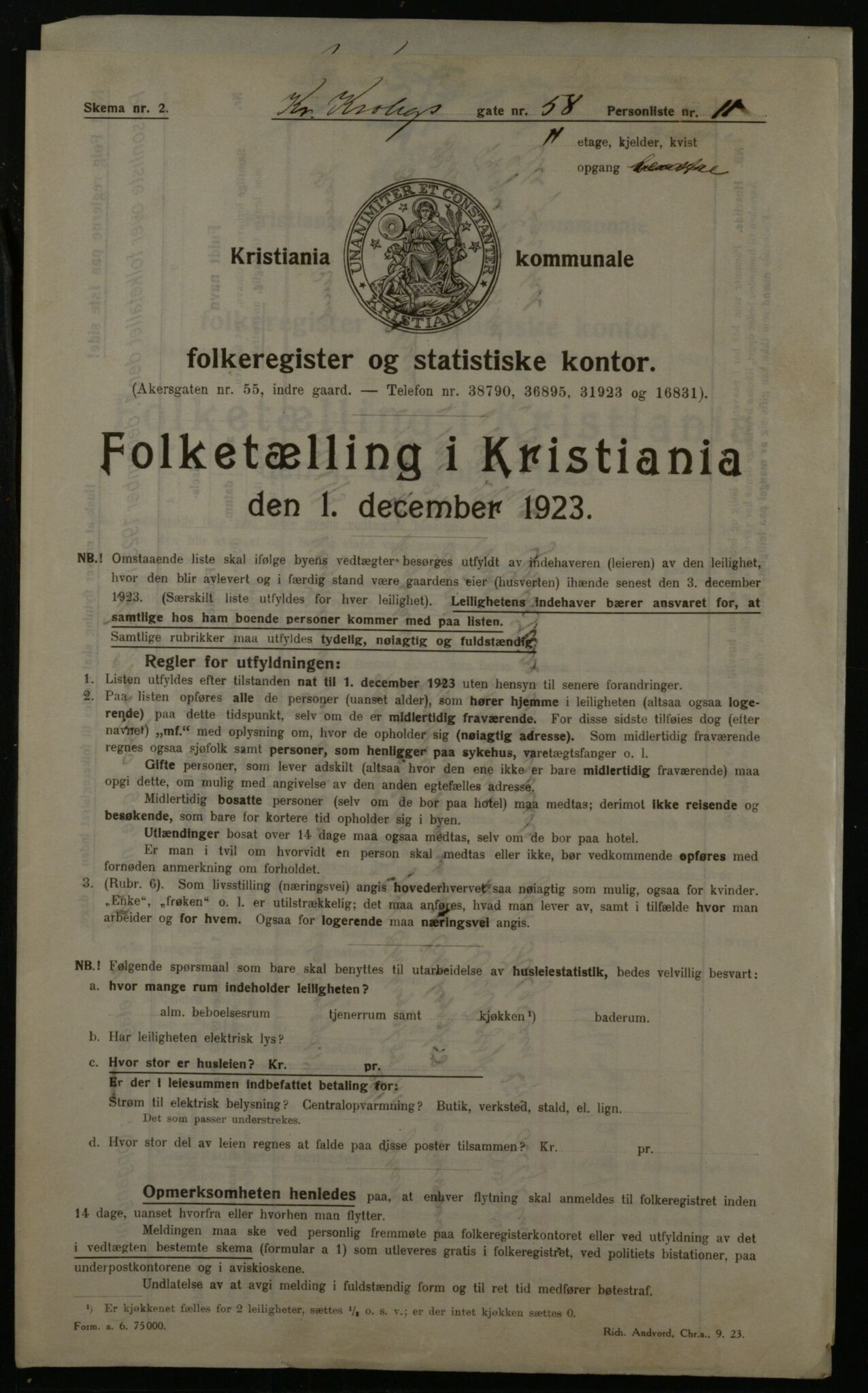 OBA, Kommunal folketelling 1.12.1923 for Kristiania, 1923, s. 13662