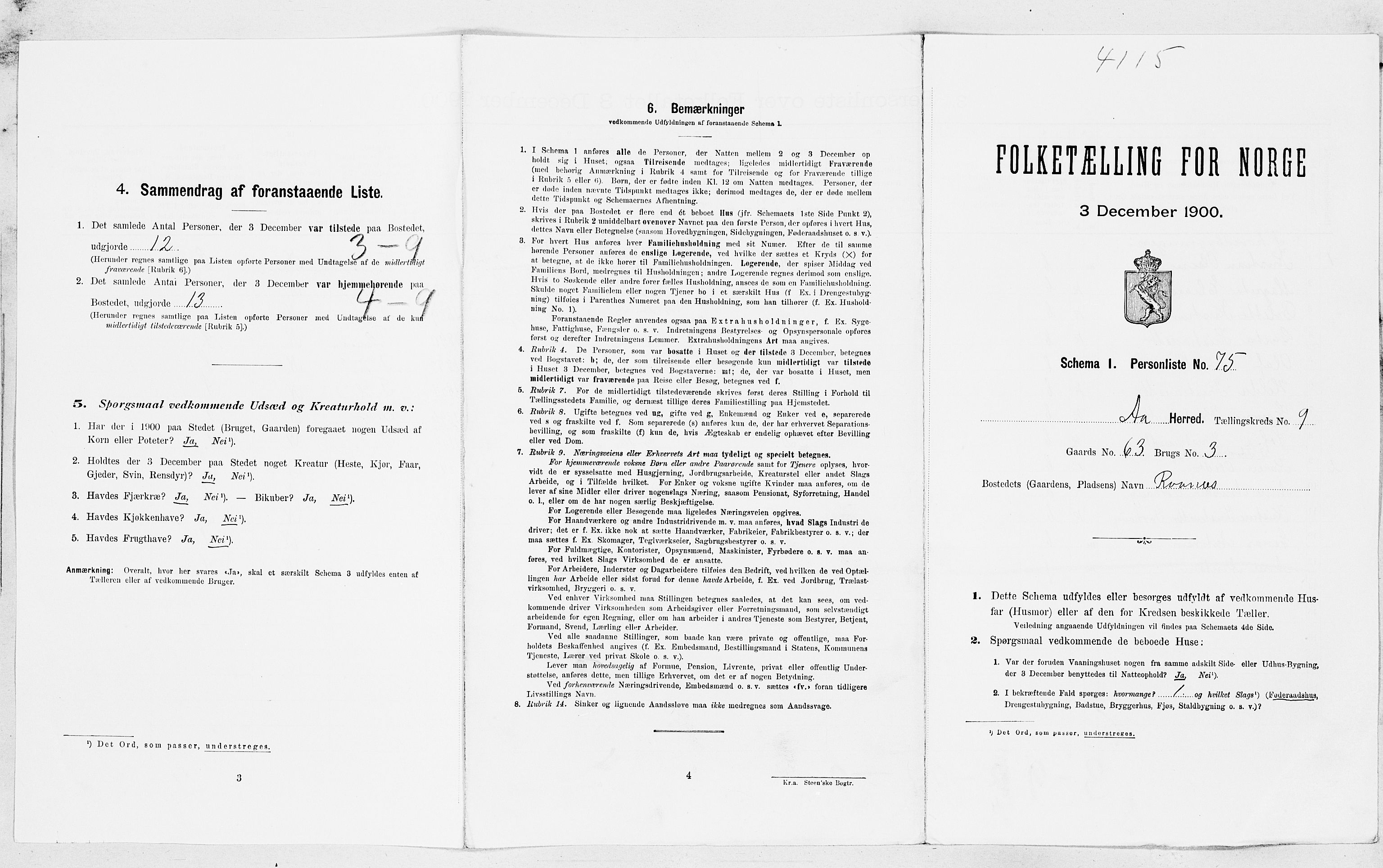 SAT, Folketelling 1900 for 1630 Aa herred, 1900, s. 611