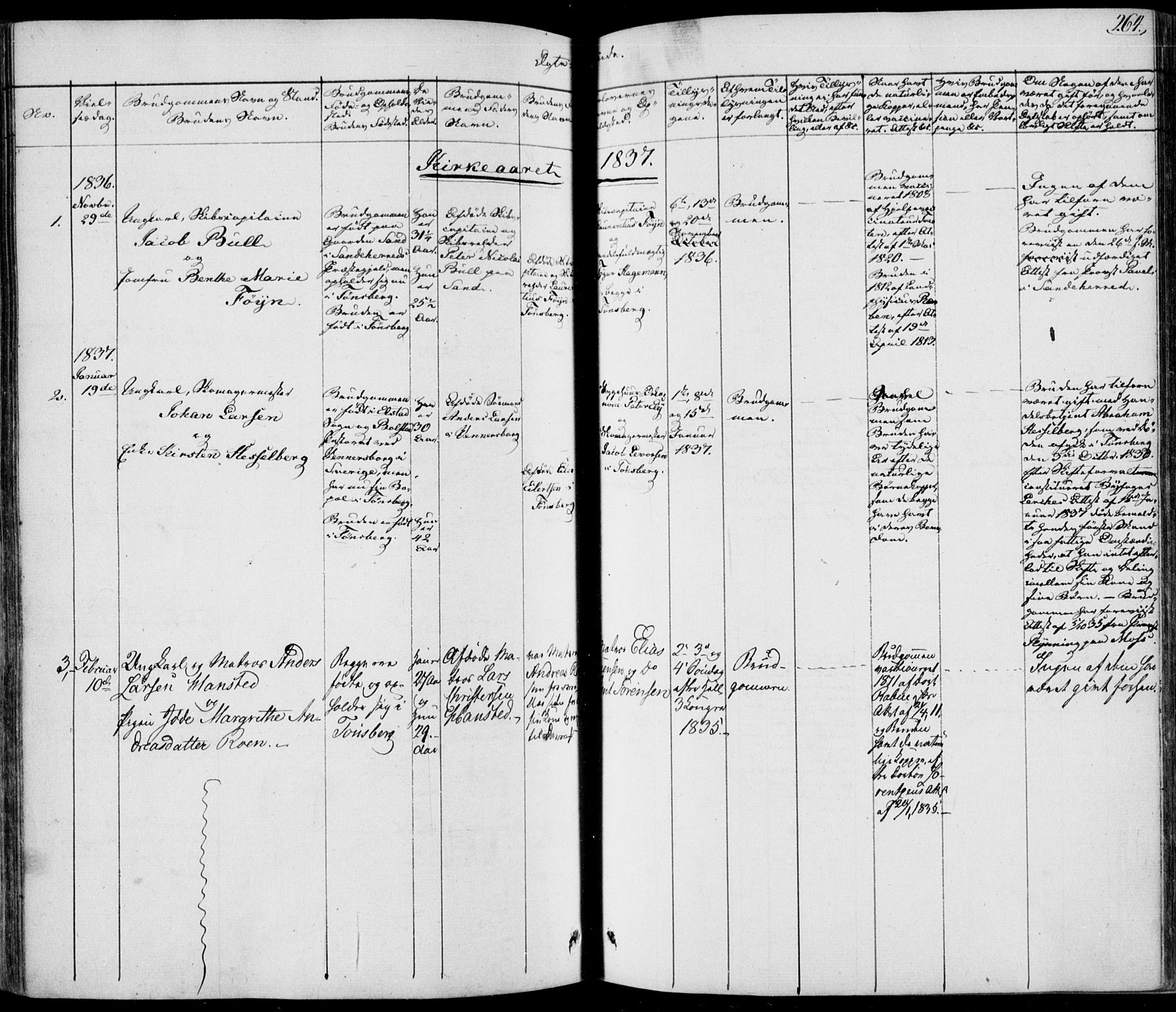 Tønsberg kirkebøker, AV/SAKO-A-330/F/Fa/L0006: Ministerialbok nr. I 6, 1836-1844, s. 264