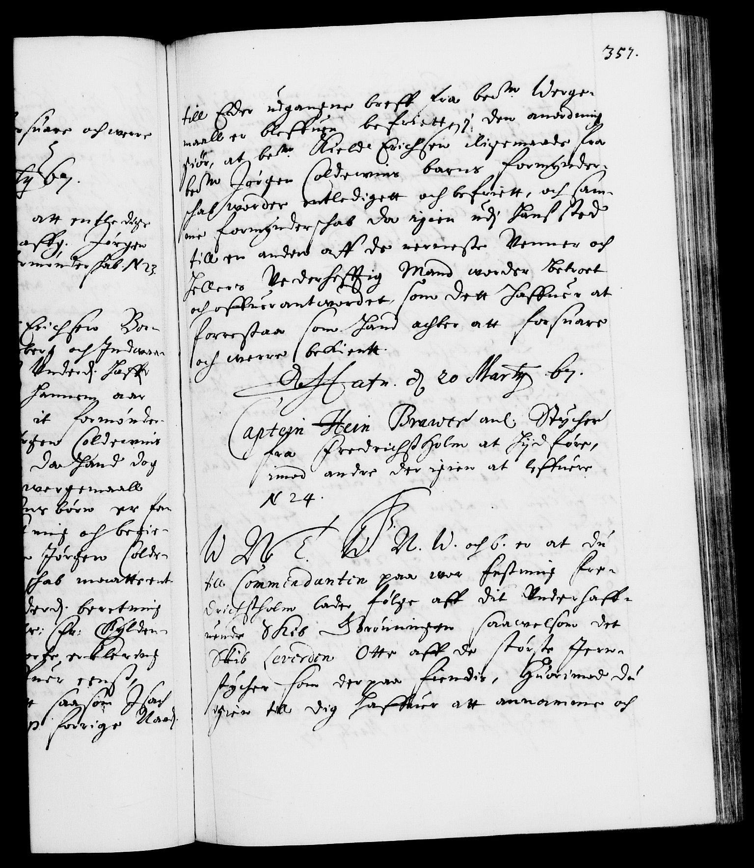 Danske Kanselli 1572-1799, AV/RA-EA-3023/F/Fc/Fca/Fcab/L0011: Norske tegnelser (mikrofilm), 1660-1670, s. 357a