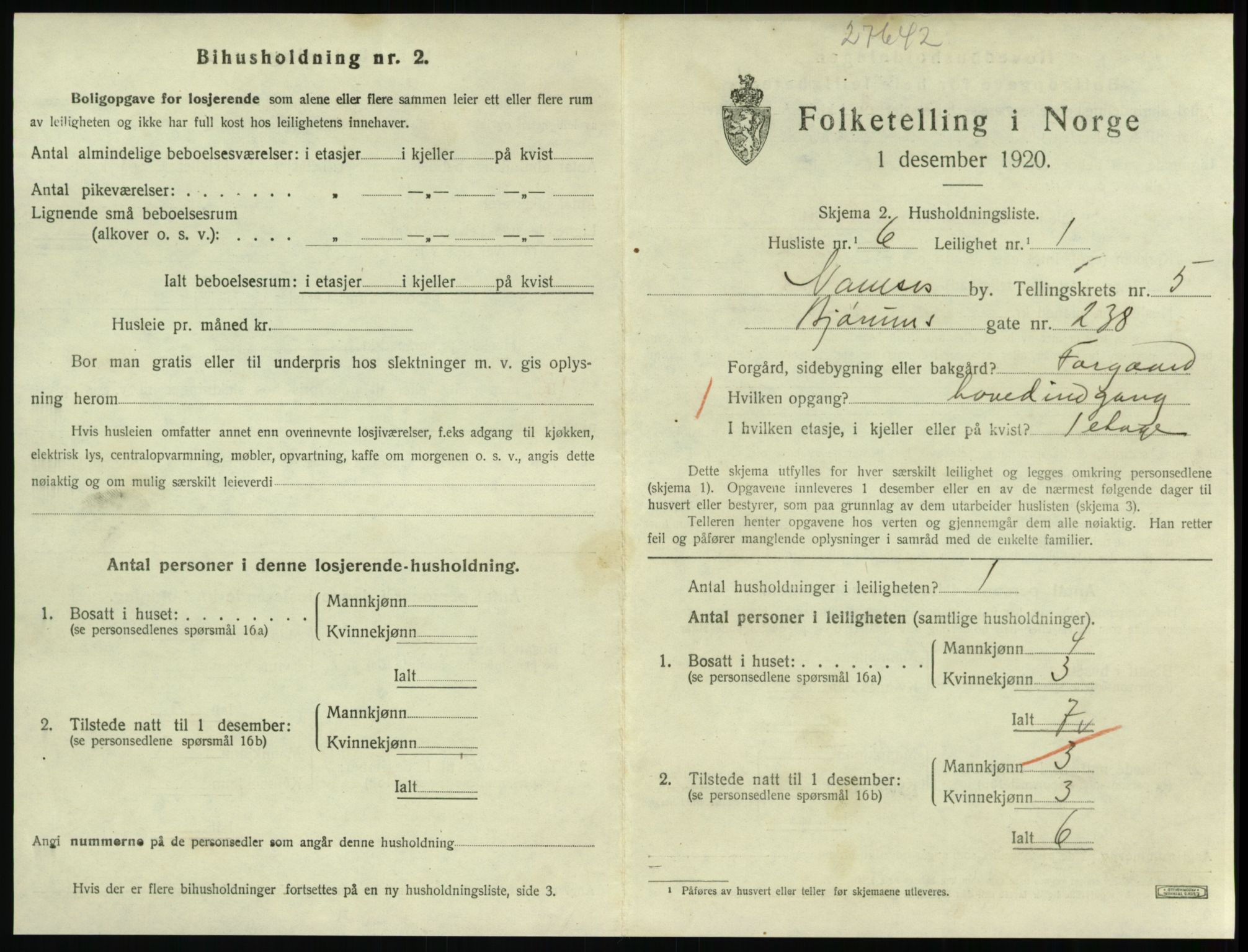 SAT, Folketelling 1920 for 1703 Namsos ladested, 1920, s. 1619