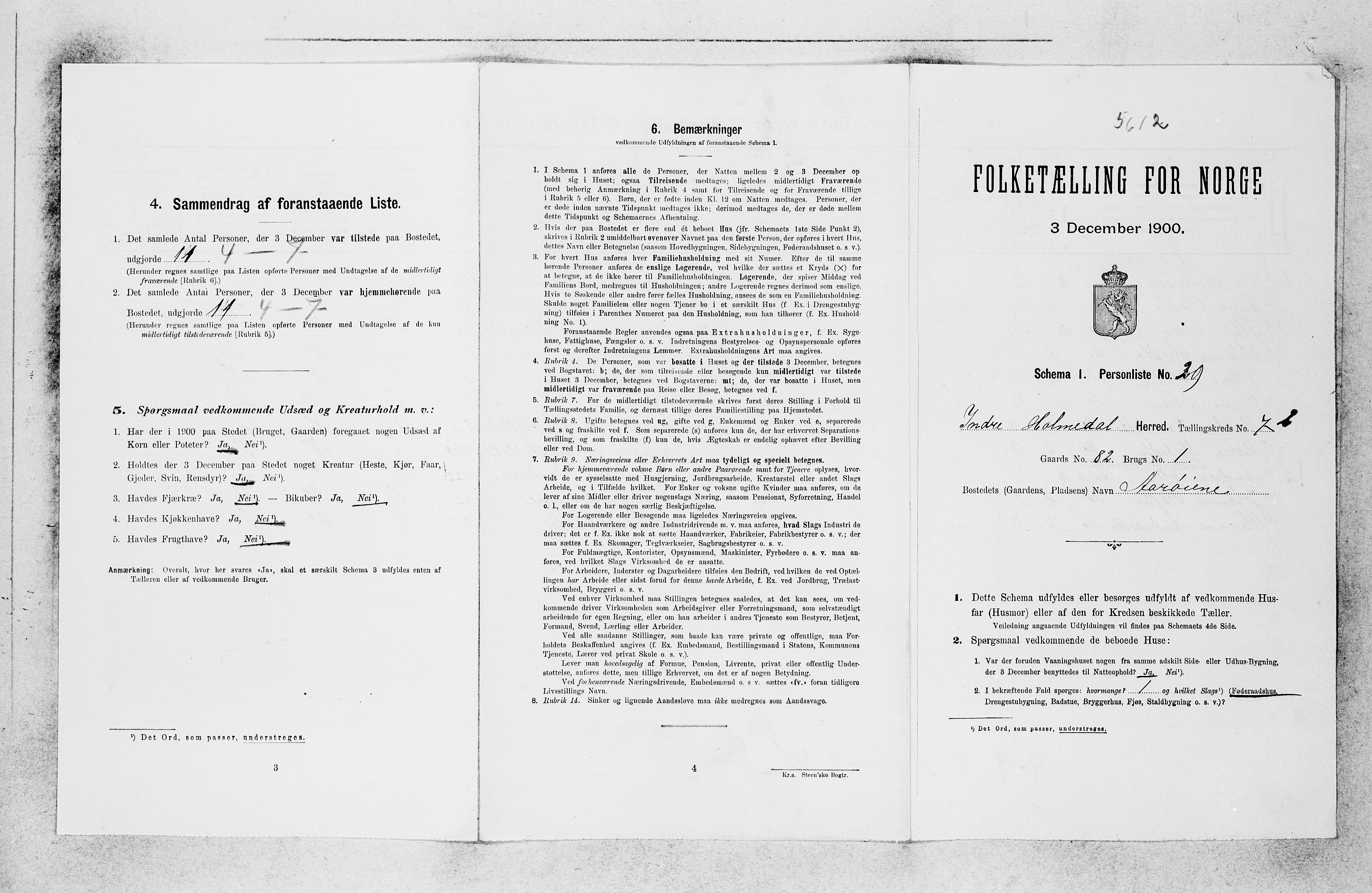 SAB, Folketelling 1900 for 1430 Indre Holmedal herred, 1900, s. 758
