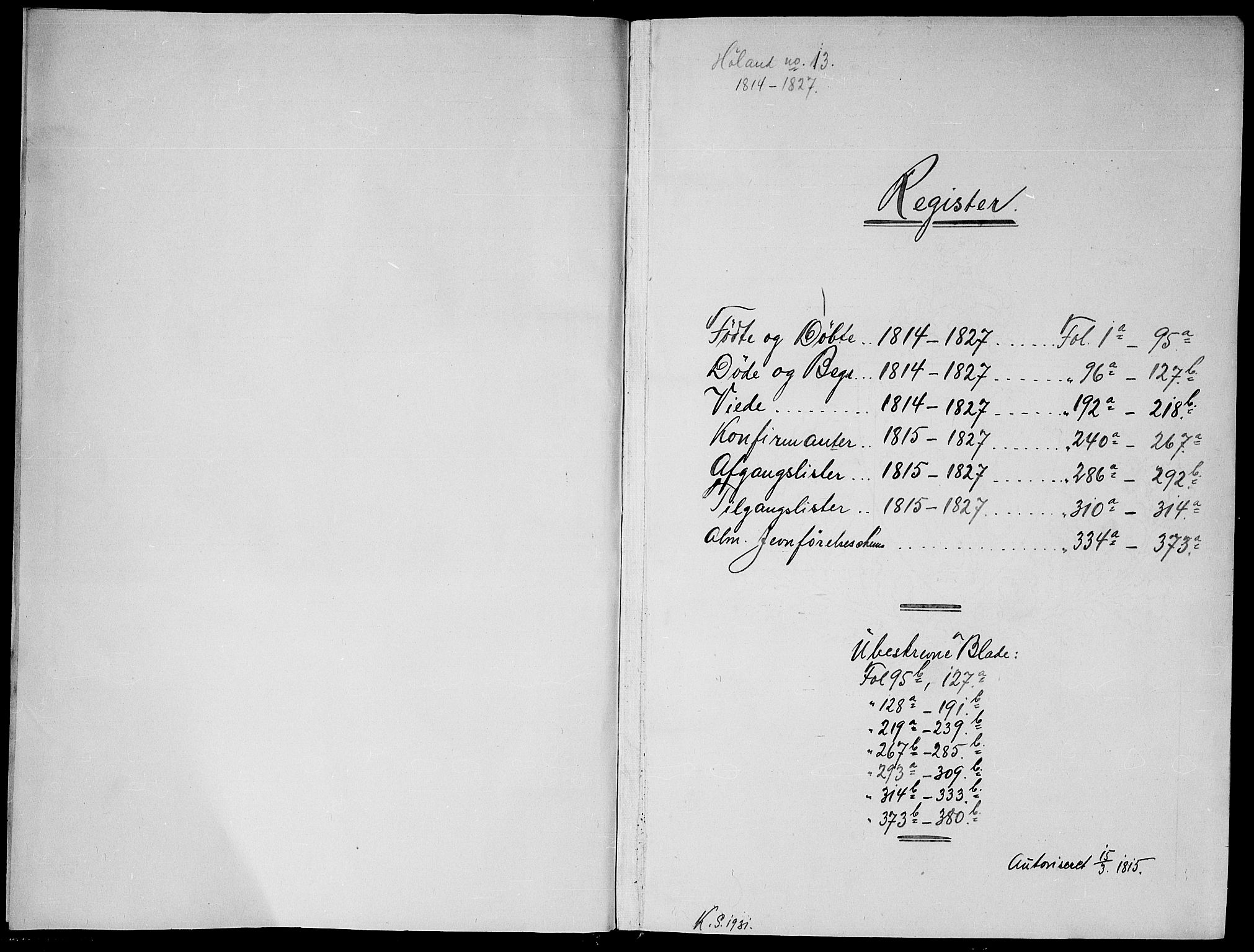 Høland prestekontor Kirkebøker, SAO/A-10346a/F/Fa/L0007: Ministerialbok nr. I 7, 1814-1827