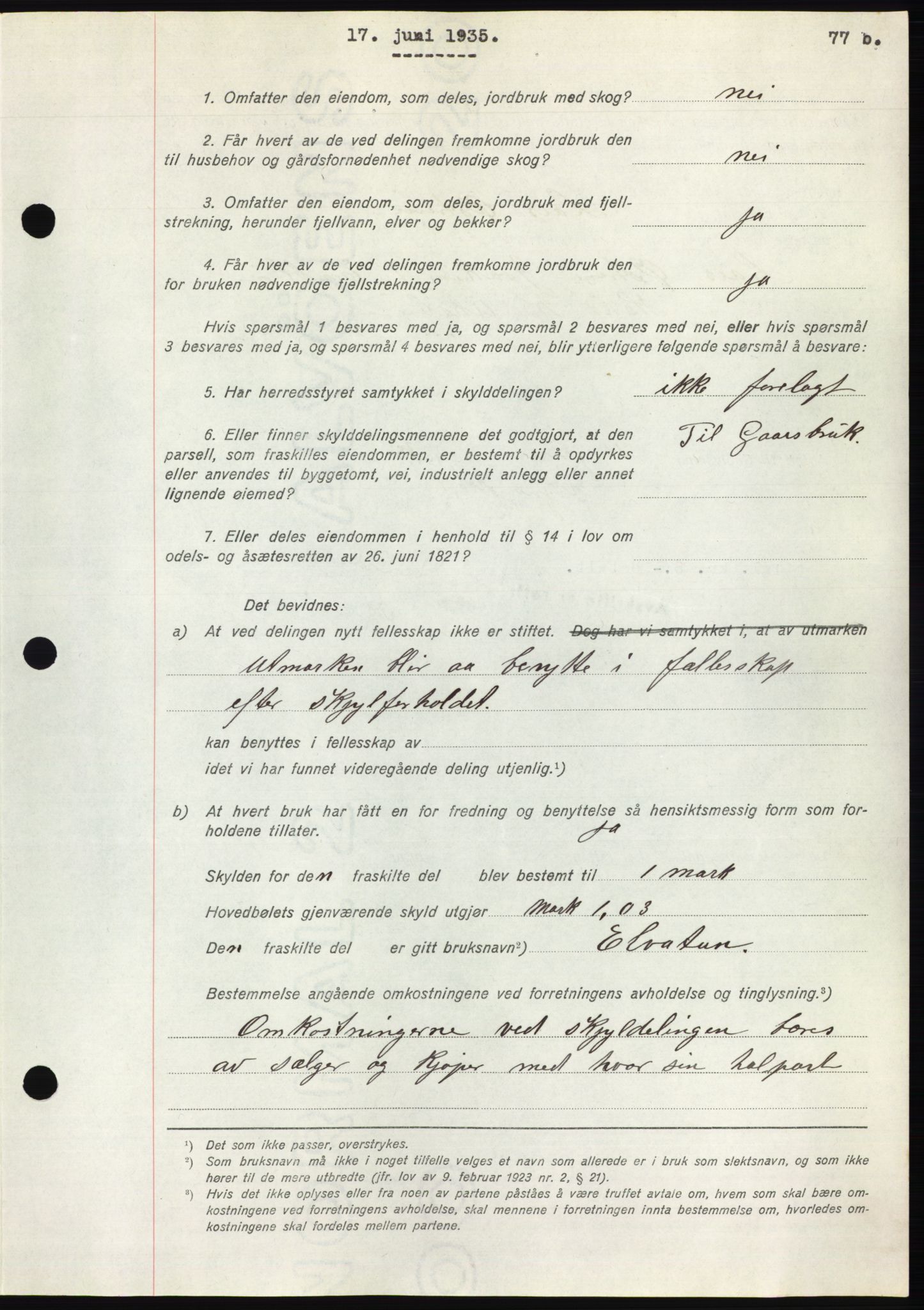 Nordre Sunnmøre sorenskriveri, AV/SAT-A-0006/1/2/2C/2Ca/L0058: Pantebok nr. 58, 1935-1935, Tingl.dato: 17.06.1935