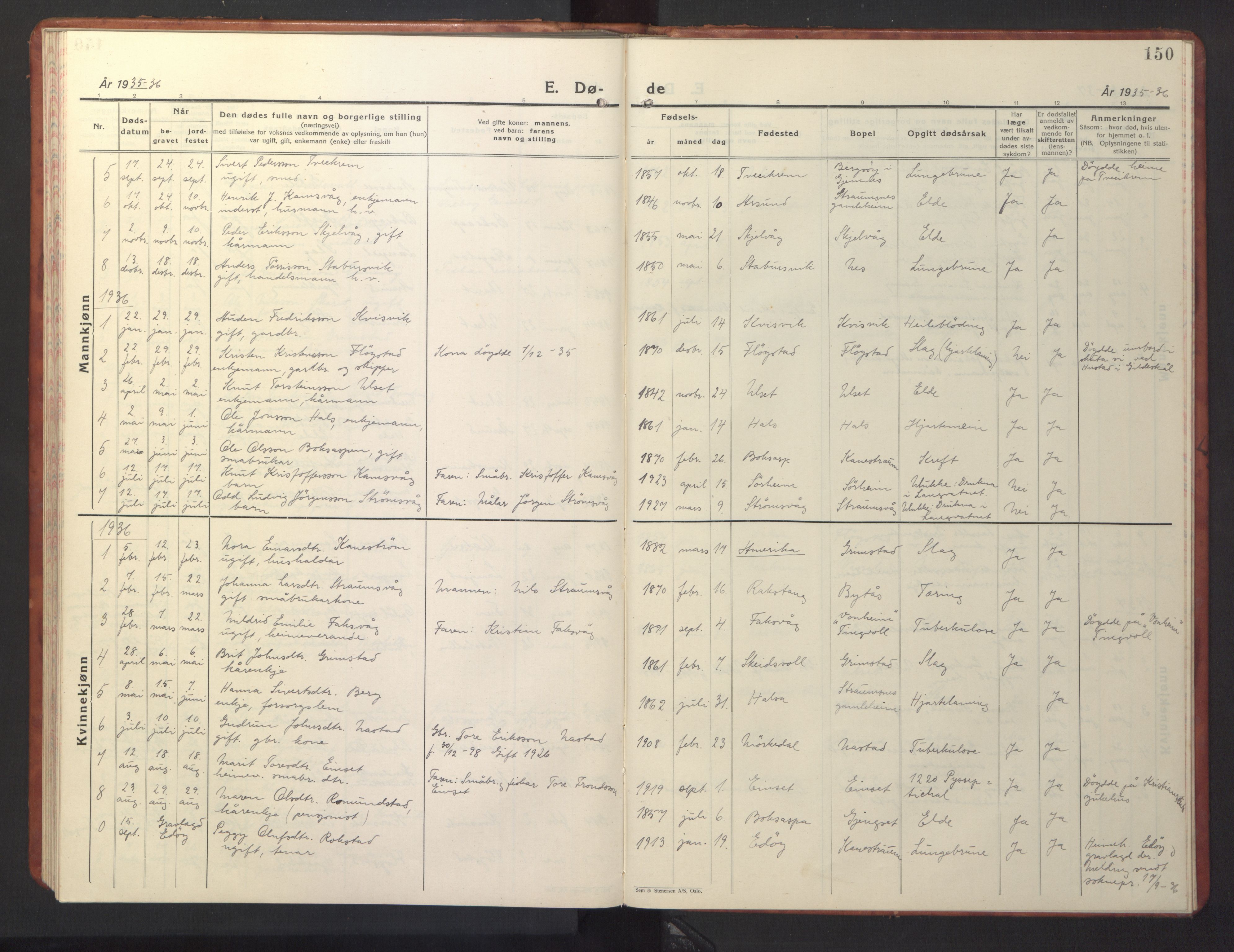 Ministerialprotokoller, klokkerbøker og fødselsregistre - Møre og Romsdal, AV/SAT-A-1454/587/L1002: Klokkerbok nr. 587C02, 1926-1951, s. 150