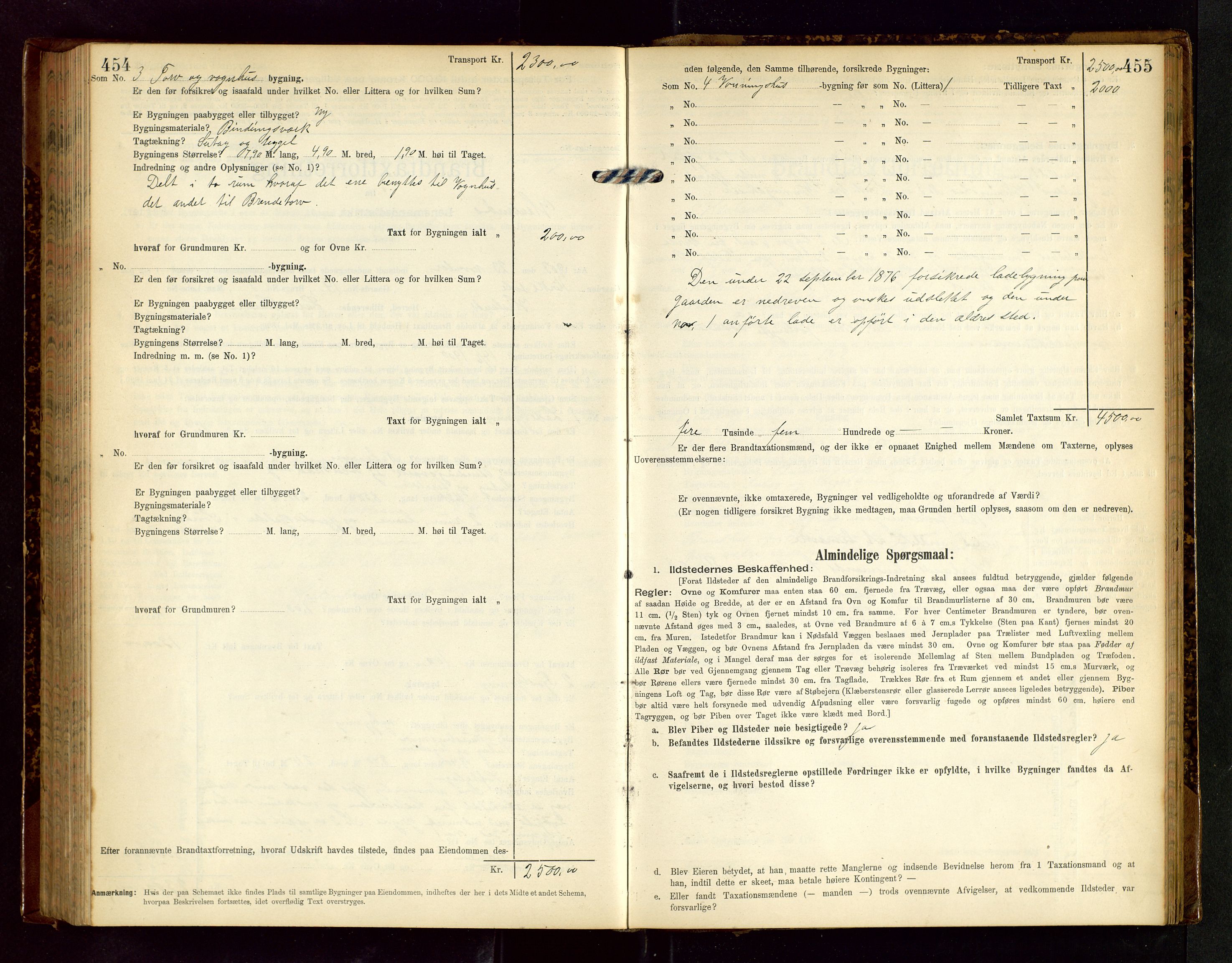 Håland lensmannskontor, AV/SAST-A-100100/Gob/L0002: Branntakstprotokoll - skjematakst. Register i boken., 1902-1906, s. 454-455