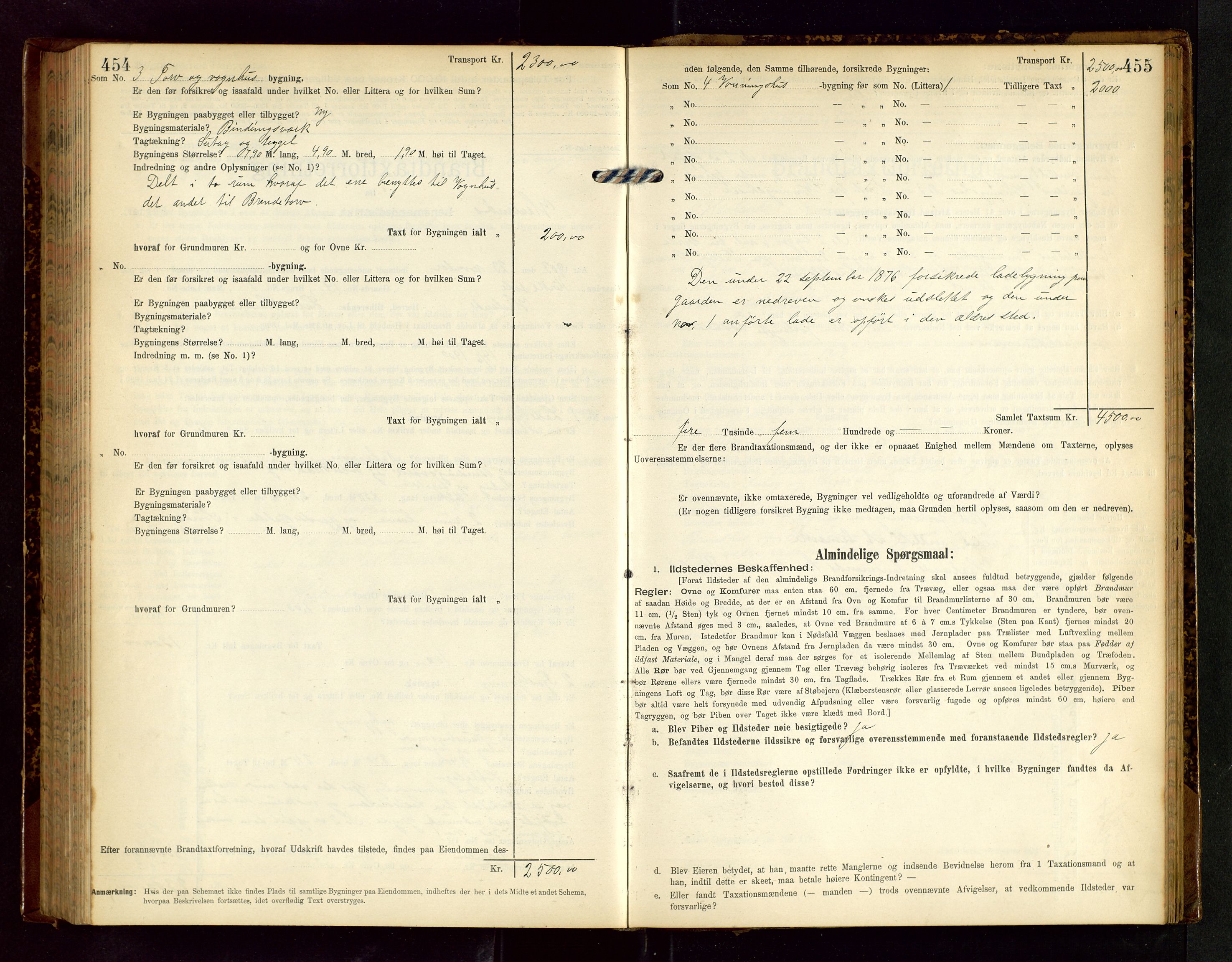 Håland lensmannskontor, SAST/A-100100/Gob/L0002: Branntakstprotokoll - skjematakst. Register i boken., 1902-1906, s. 454-455