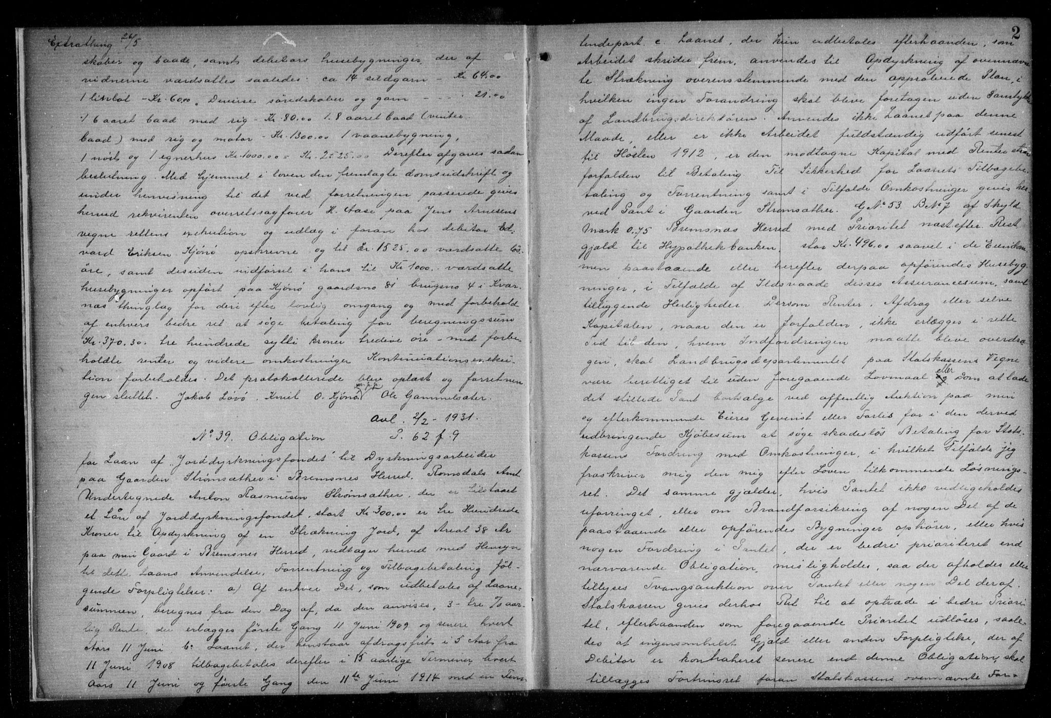 Nordmøre sorenskriveri, SAT/A-4132/1/2/2Ca/L0047: Pantebok nr. 37, 1908-1909, s. 2