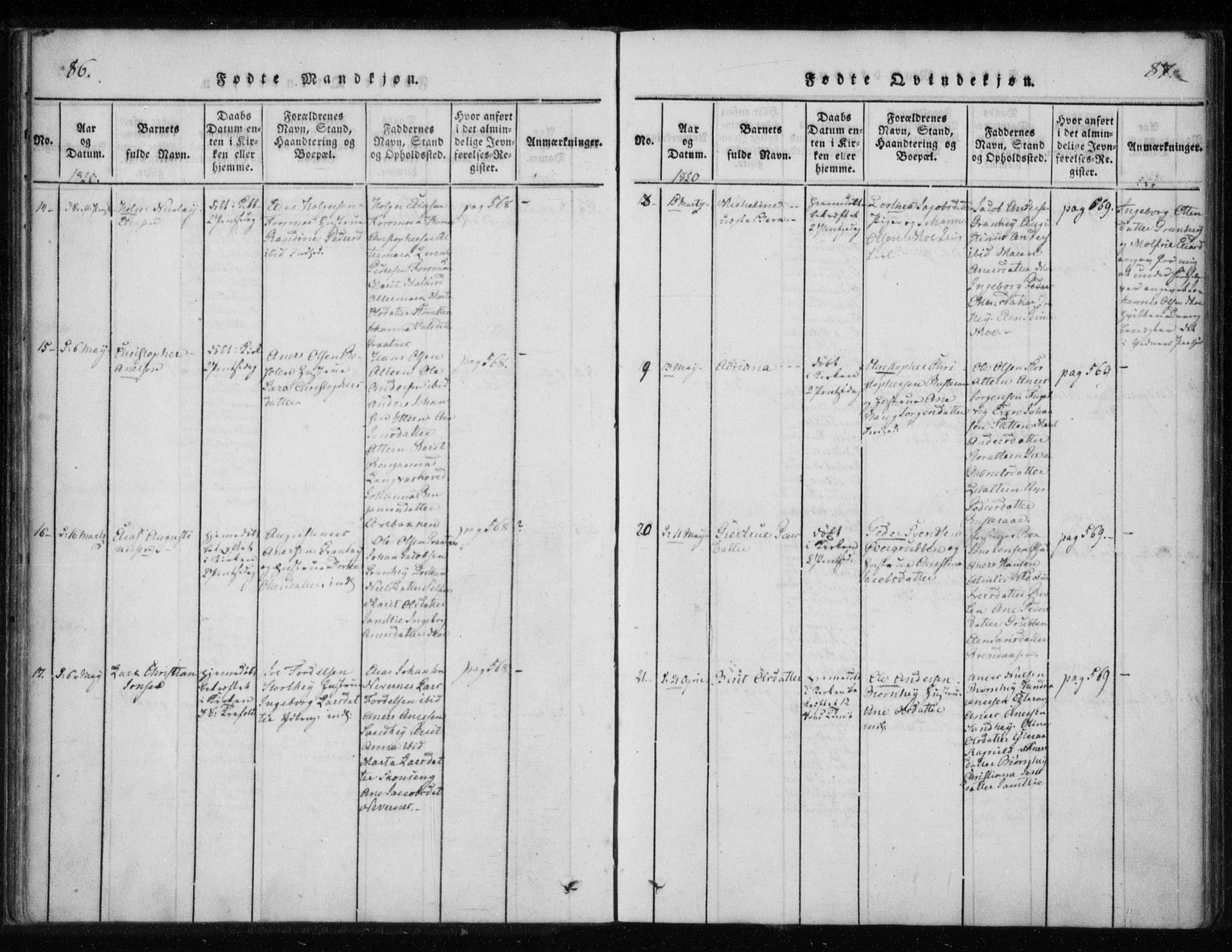 Ministerialprotokoller, klokkerbøker og fødselsregistre - Nordland, AV/SAT-A-1459/825/L0353: Ministerialbok nr. 825A07, 1820-1826, s. 86-87