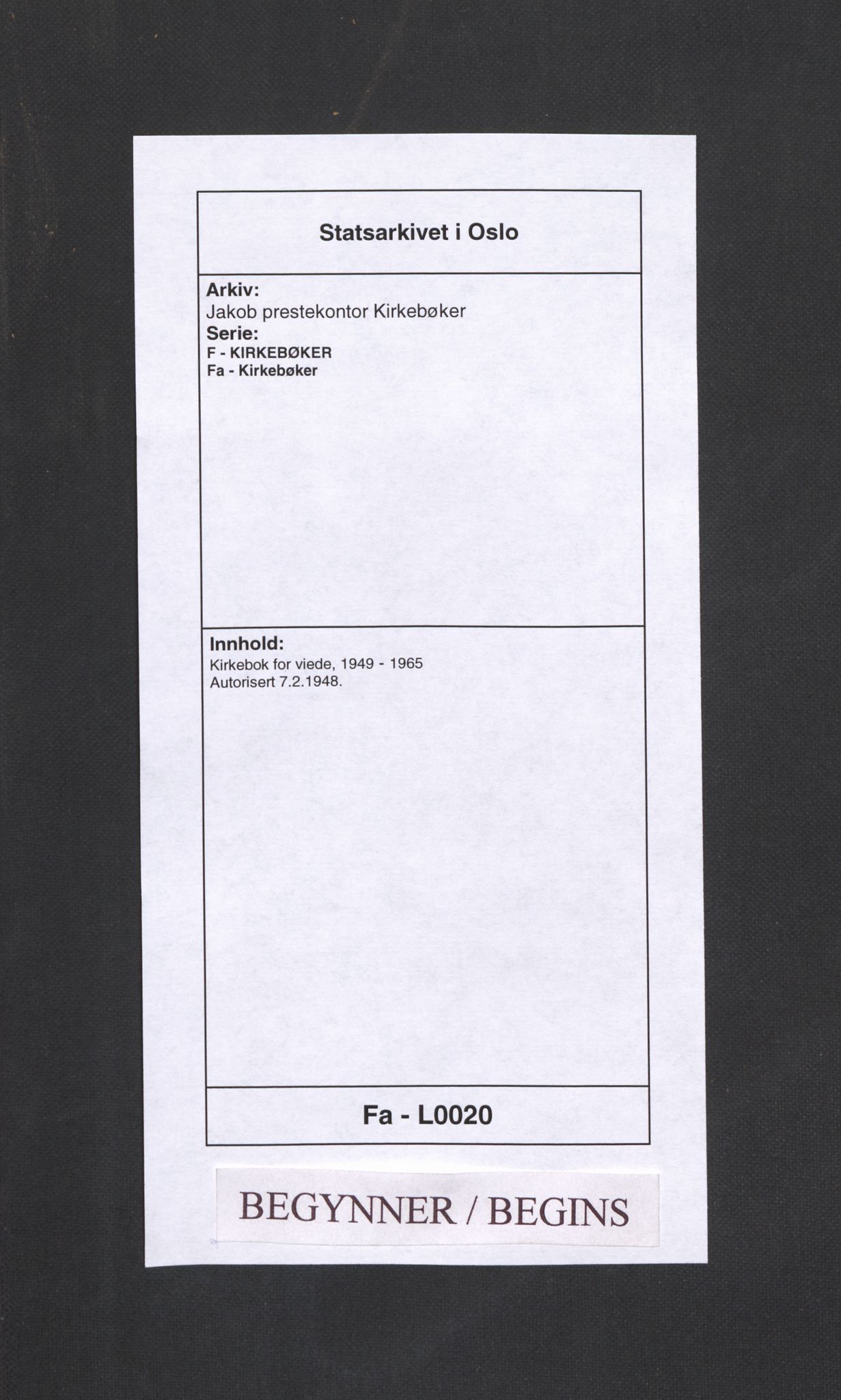 Jakob prestekontor Kirkebøker, SAO/A-10850/F/Fa/L0020: Ministerialbok nr. 20, 1949-1965