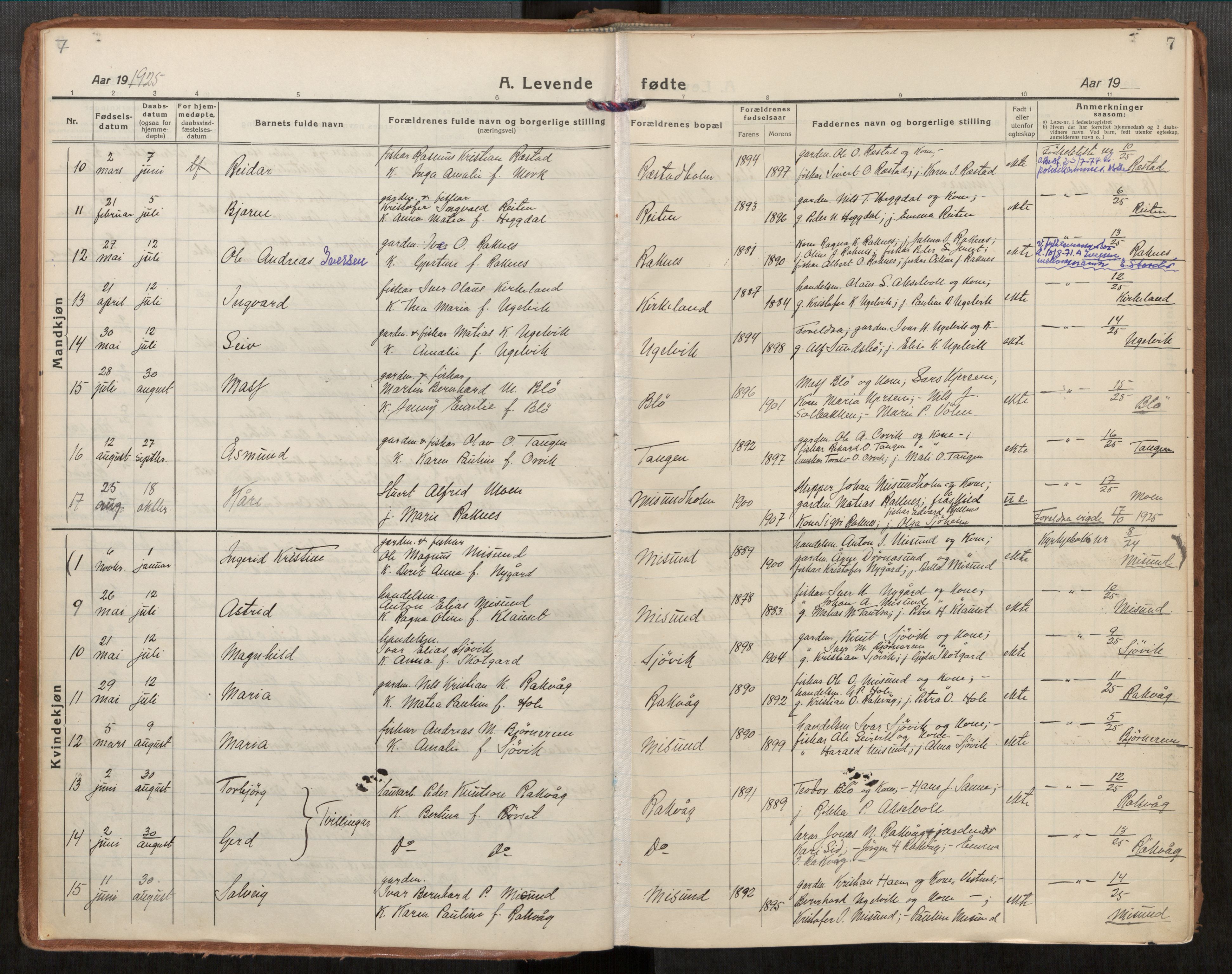 Ministerialprotokoller, klokkerbøker og fødselsregistre - Møre og Romsdal, AV/SAT-A-1454/563/L0741: Ministerialbok nr. 563A03, 1924-1945, s. 7