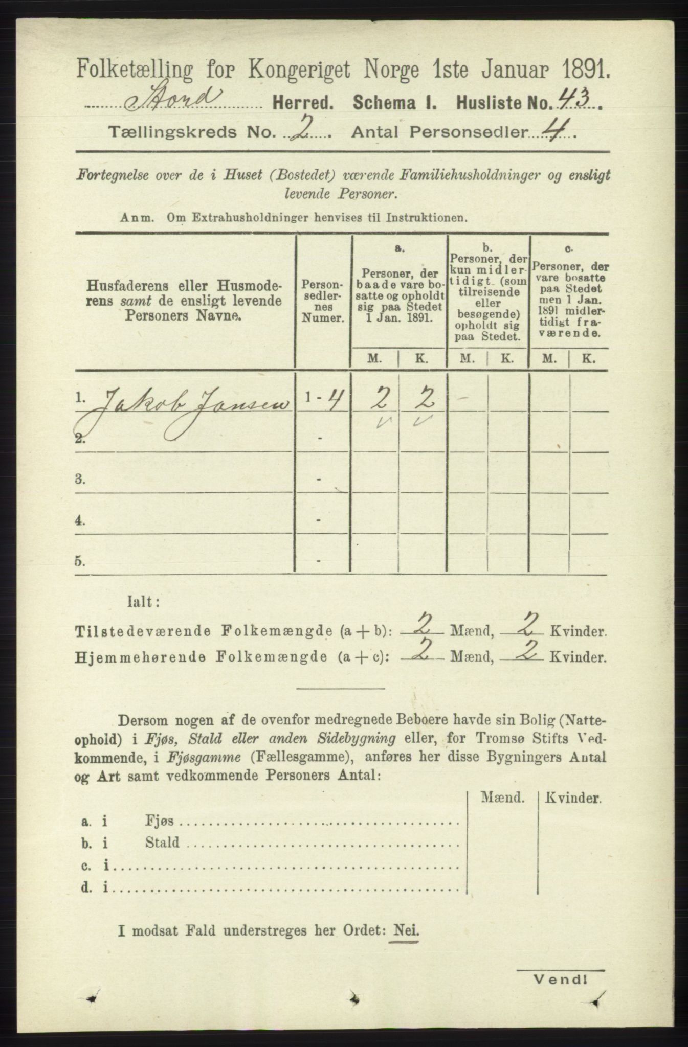 RA, Folketelling 1891 for 1221 Stord herred, 1891, s. 249