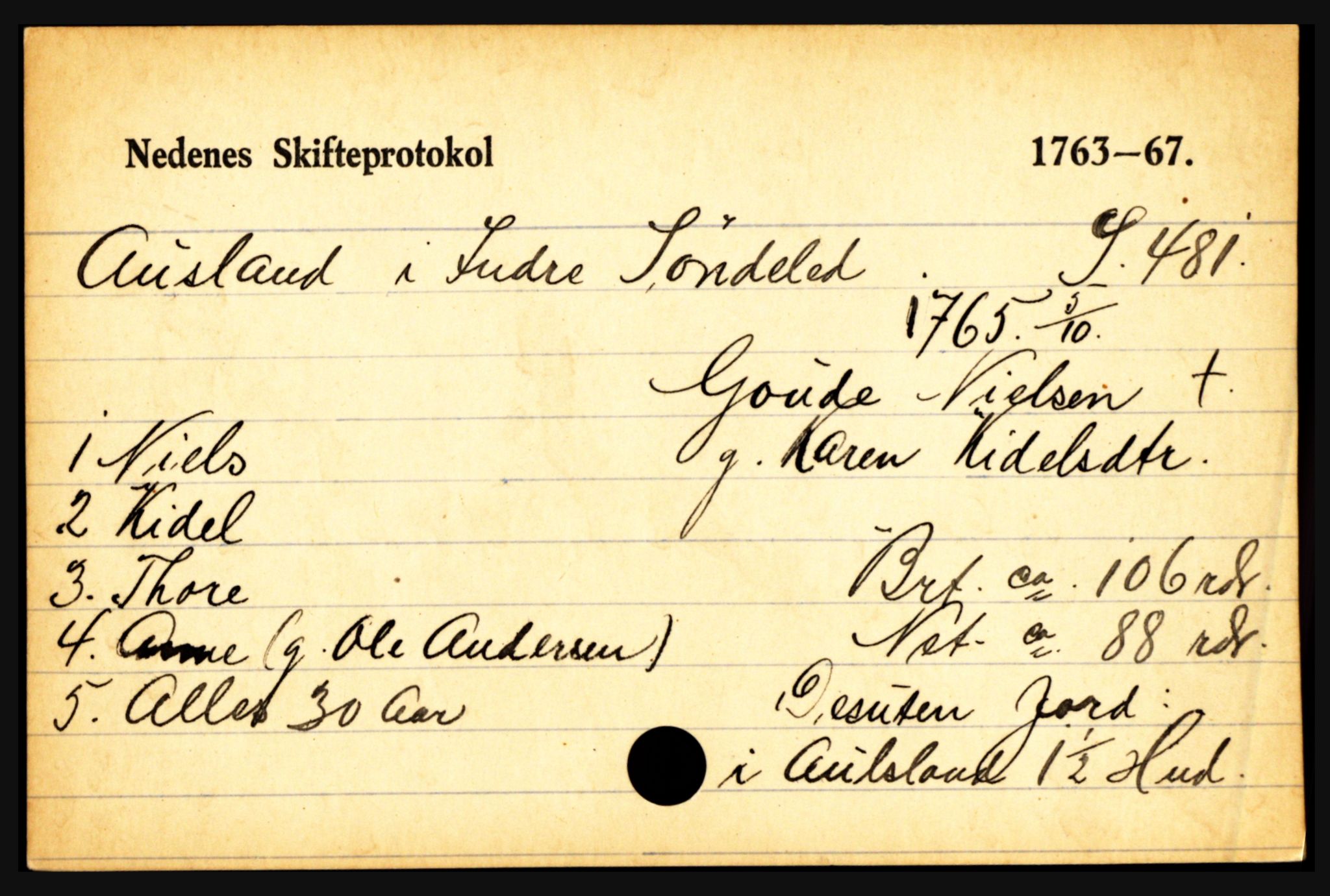 Nedenes sorenskriveri før 1824, AV/SAK-1221-0007/H, s. 1483