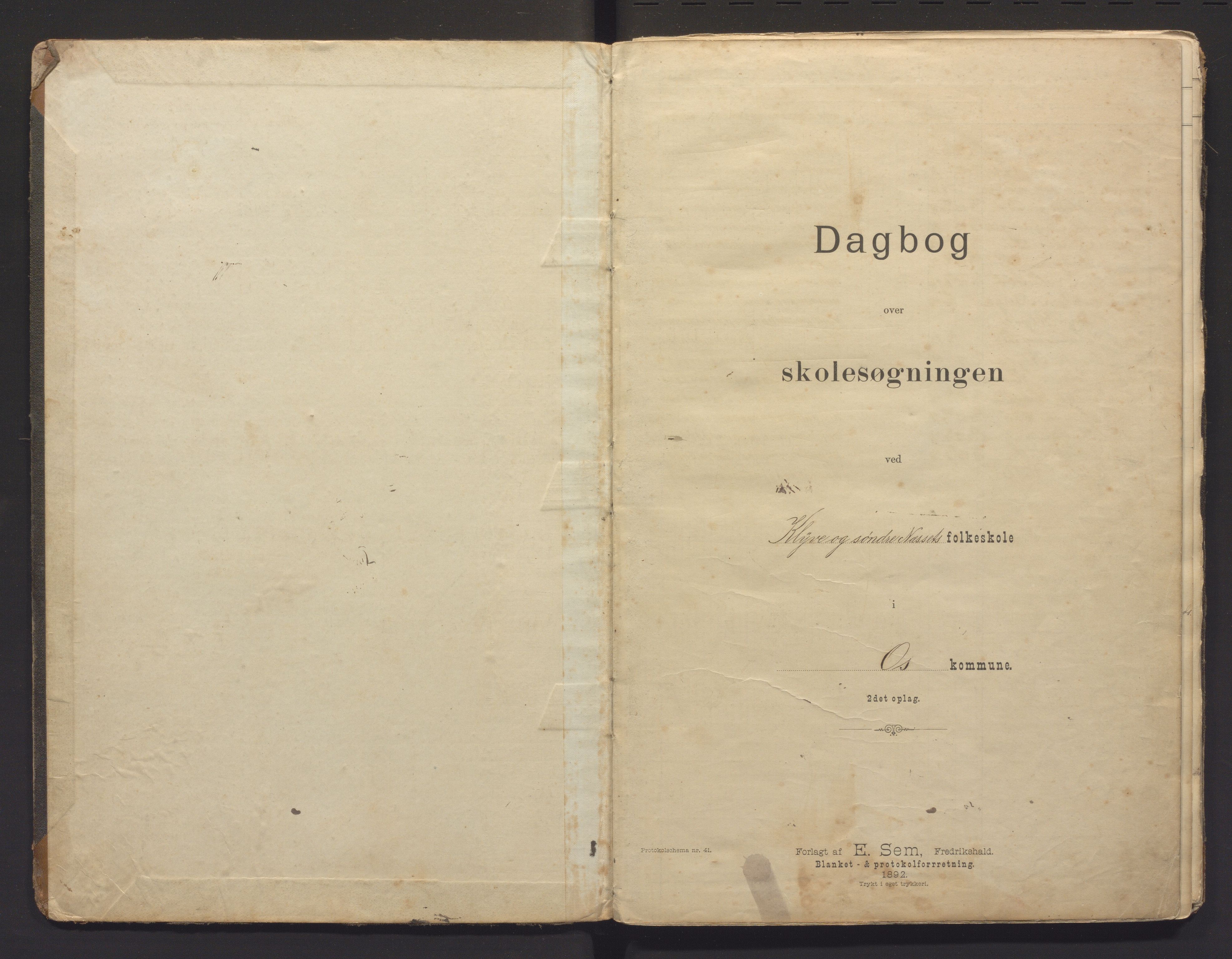 Os kommune. Barneskulane, IKAH/1243-231/G/Gc/L0001: Dagbok for Klyve skule og Søndre Neset skule, 1893-1919