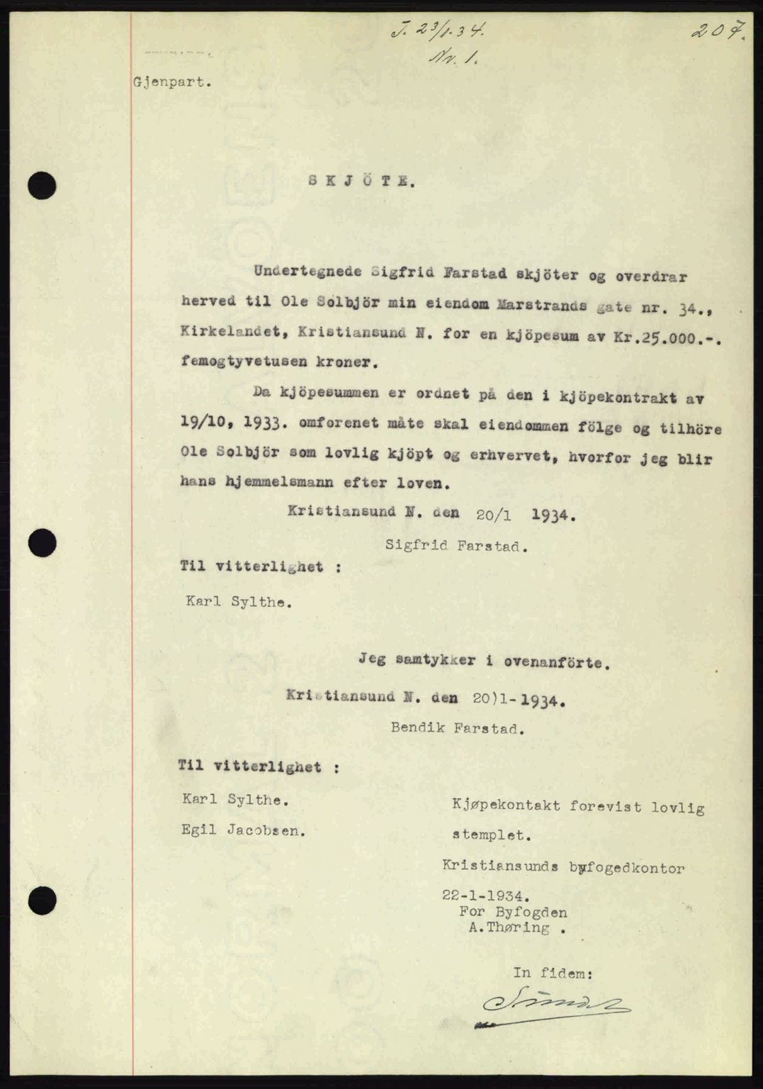 Kristiansund byfogd, SAT/A-4587/A/27: Pantebok nr. 27, 1933-1934, Tingl.dato: 23.01.1934