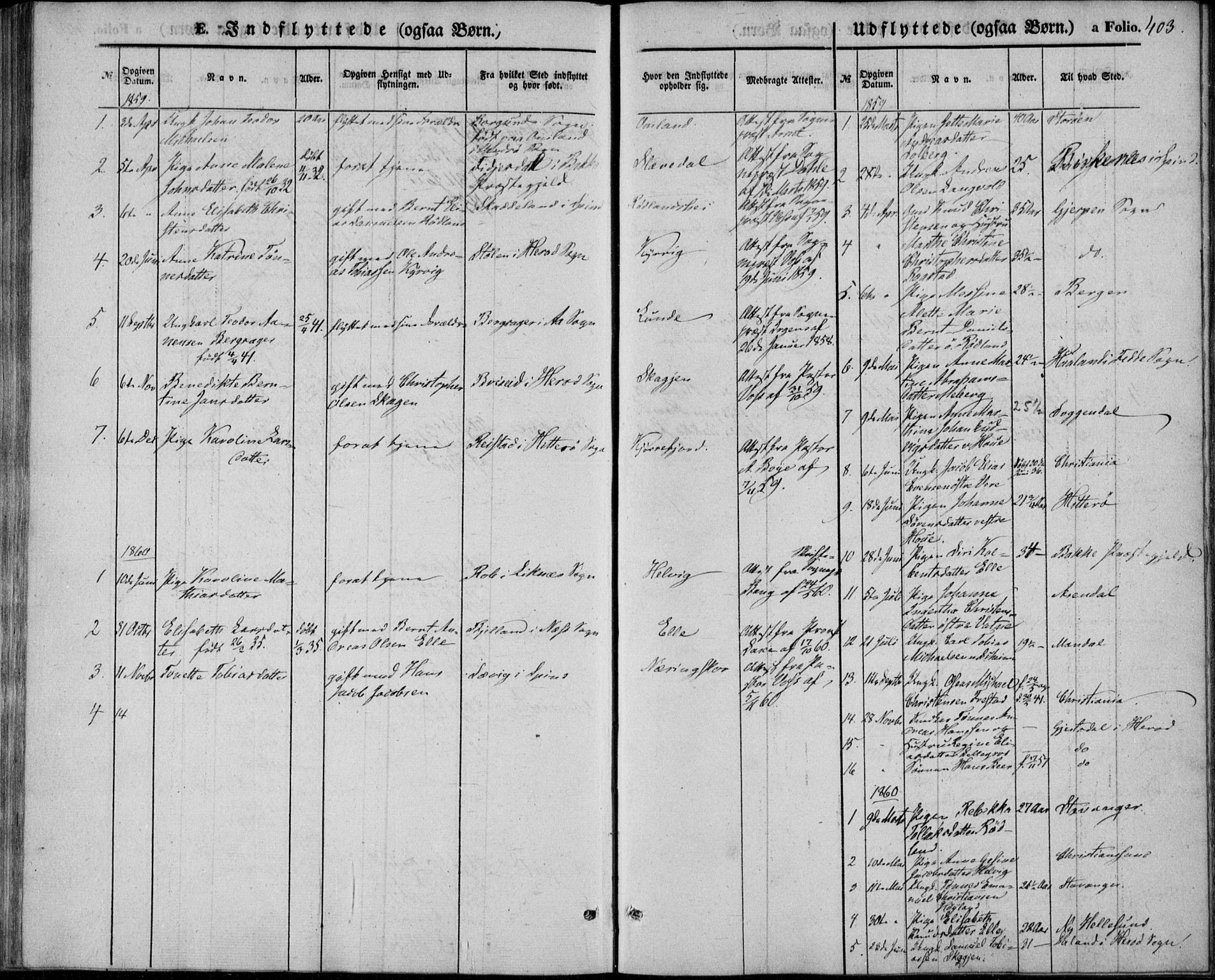 Lista sokneprestkontor, AV/SAK-1111-0027/F/Fb/L0002: Klokkerbok nr. B 2, 1847-1862, s. 403