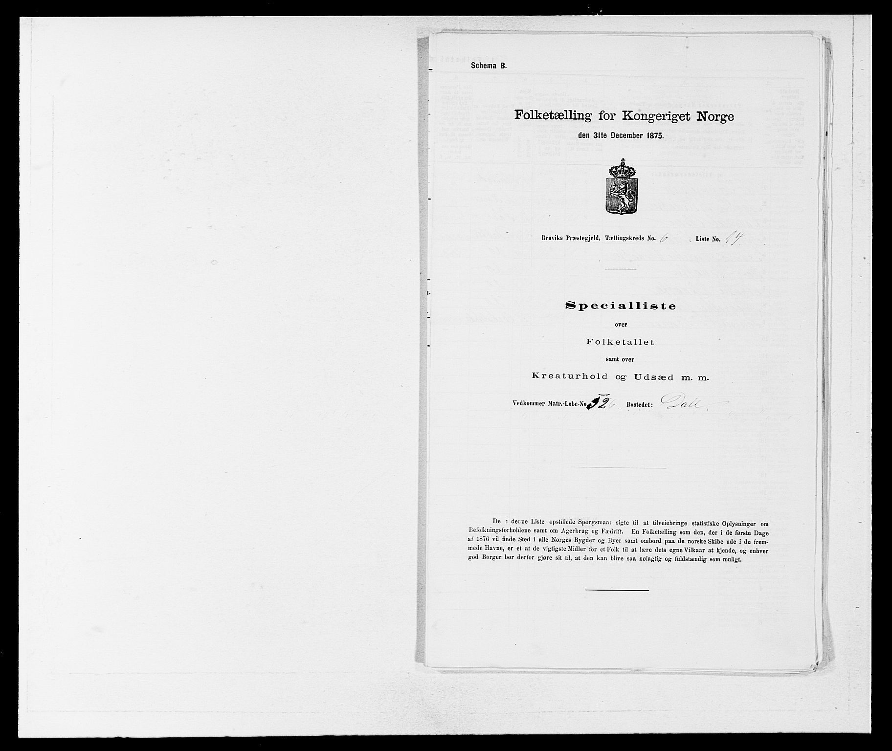 SAB, Folketelling 1875 for 1251P Bruvik prestegjeld, 1875, s. 465