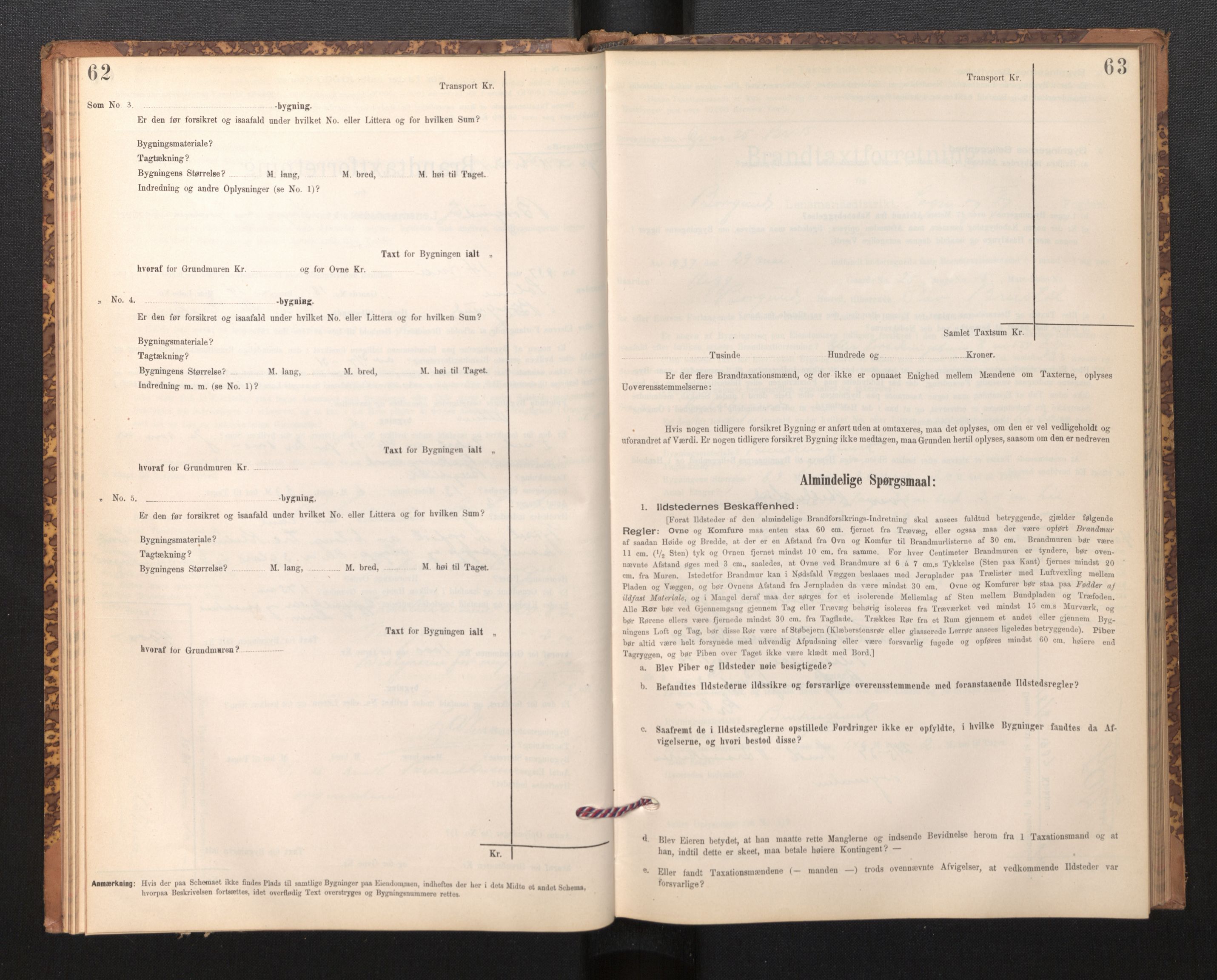 Lensmannen i Borgund, SAB/A-26601/0012/L0003: Branntakstprotokoll, skjematakst, 1903-1937, s. 62-63