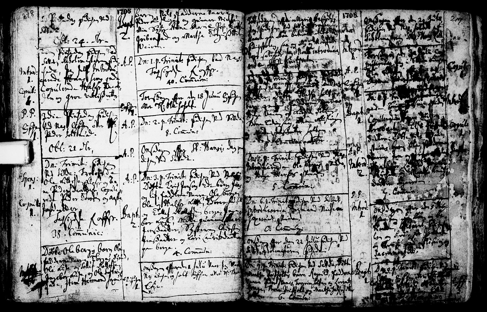Sauherad kirkebøker, SAKO/A-298/F/Fa/L0002: Ministerialbok nr. I 2, 1681-1720, s. 218-219