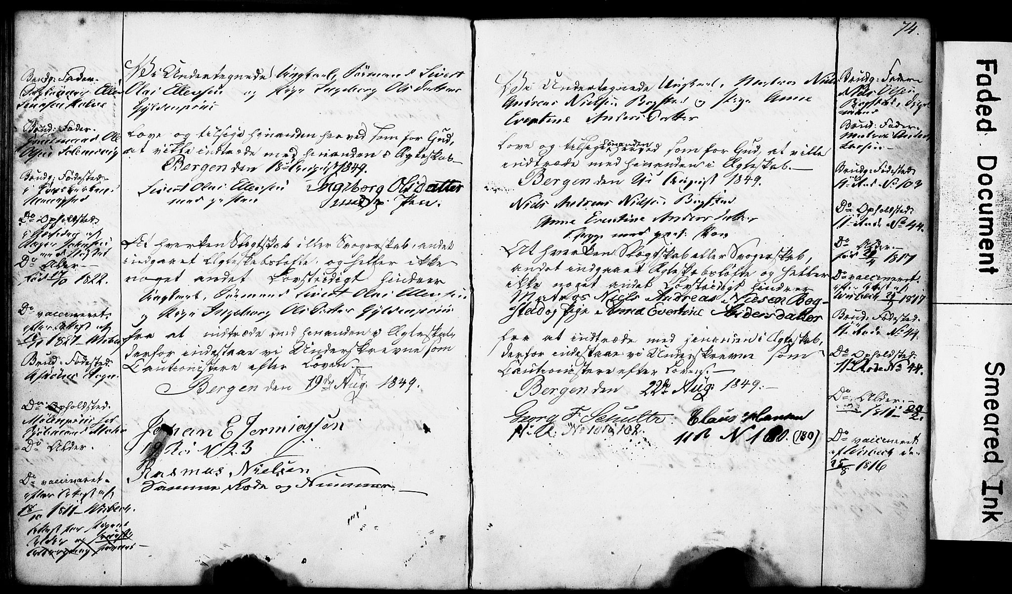 Domkirken sokneprestembete, SAB/A-74801: Forlovererklæringer nr. II.5.4, 1845-1852, s. 74