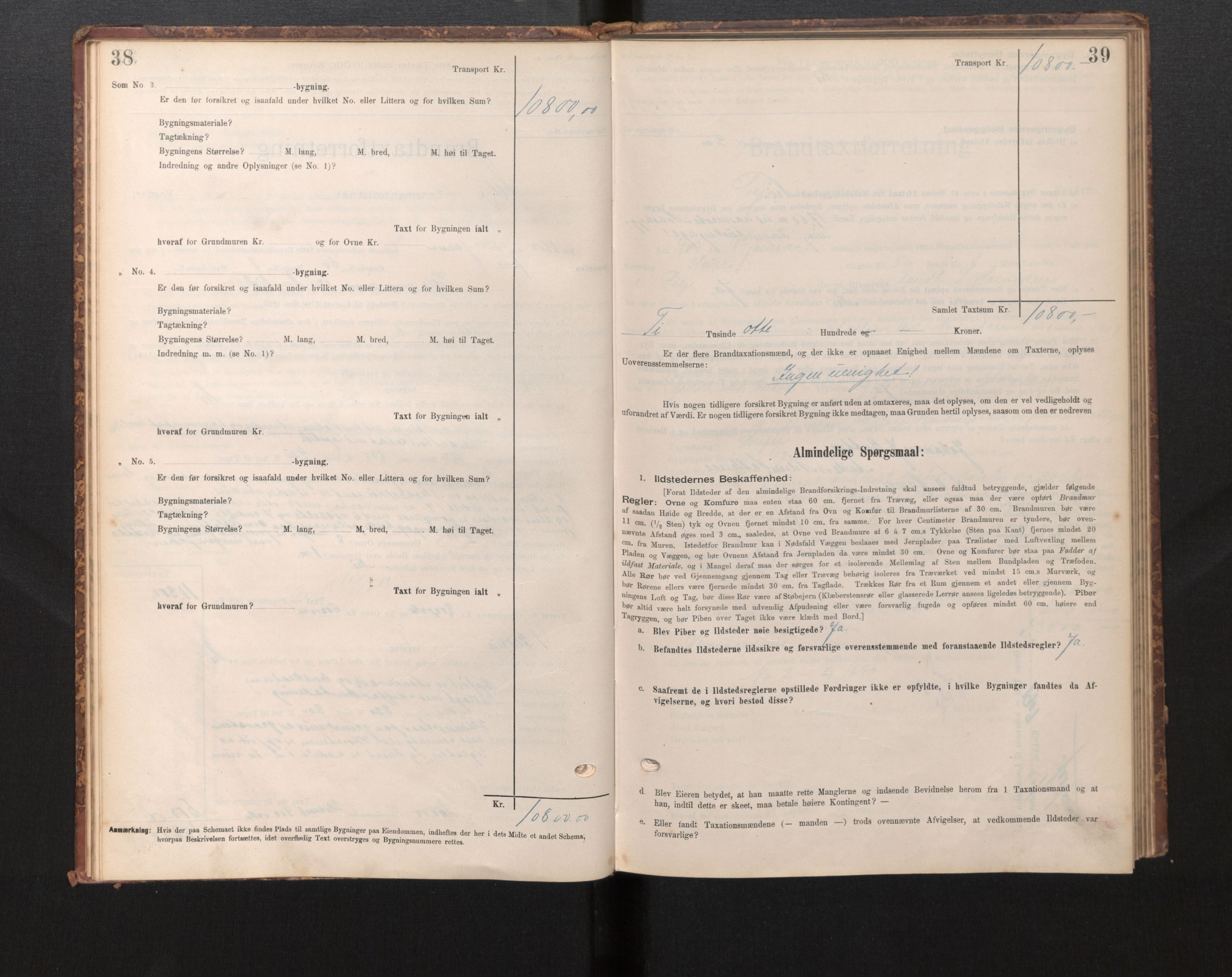 Lensmannen i Selje, SAB/A-29701/0012/L0003: Branntakstprotokoll, skjematakst, 1895-1929, s. 38-39