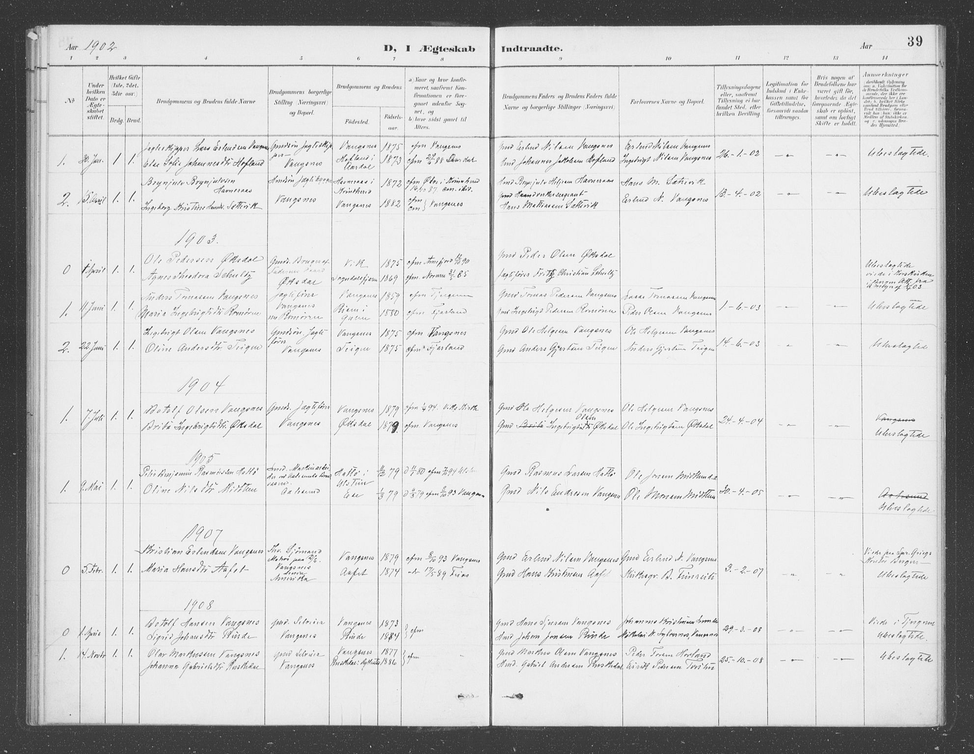 Balestrand sokneprestembete, AV/SAB-A-79601/H/Haa/Haae/L0001: Ministerialbok nr. E  1, 1889-1909, s. 39