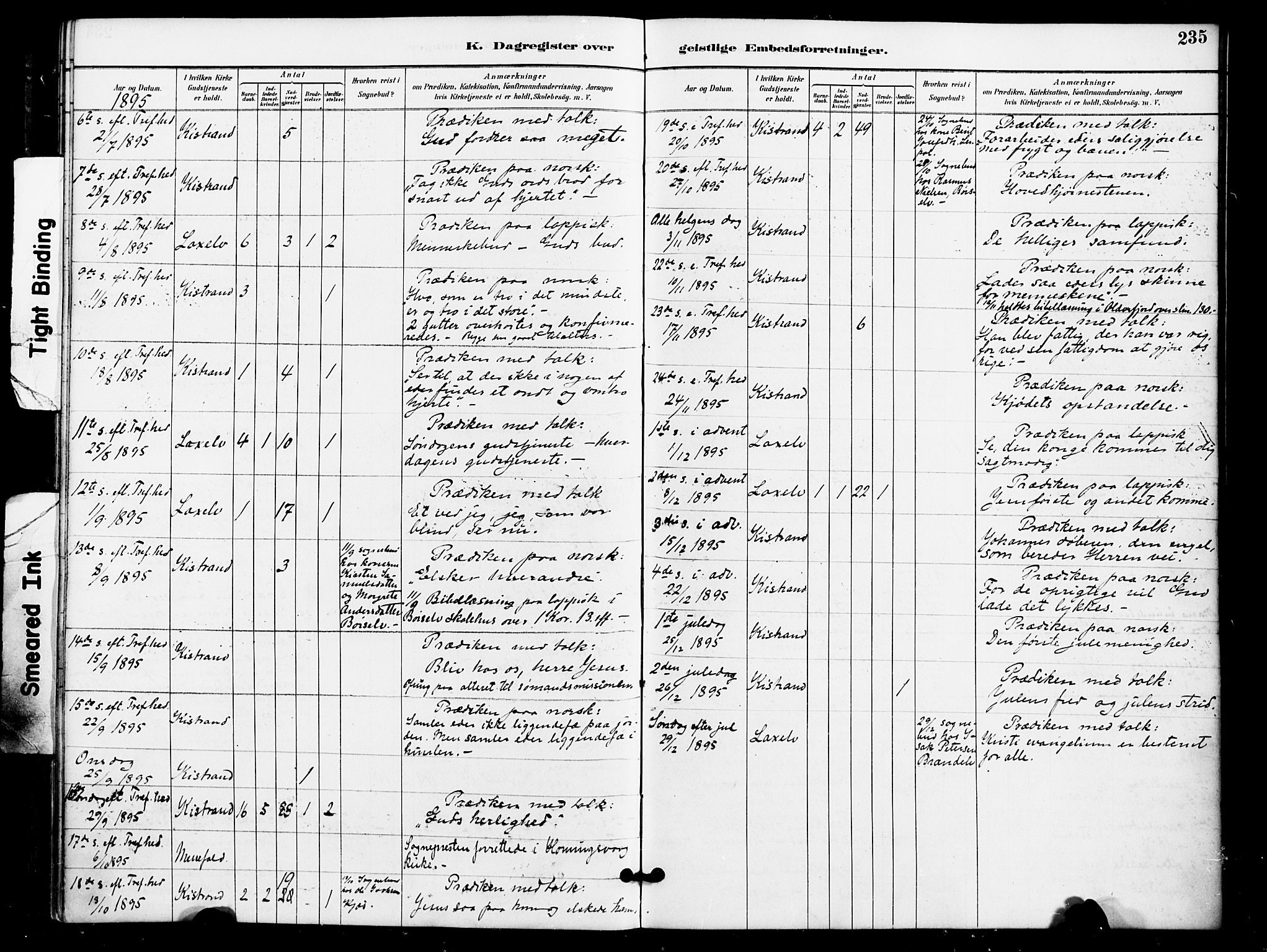 Kistrand/Porsanger sokneprestembete, AV/SATØ-S-1351/H/Ha/L0008.kirke: Ministerialbok nr. 8, 1890-1898, s. 235