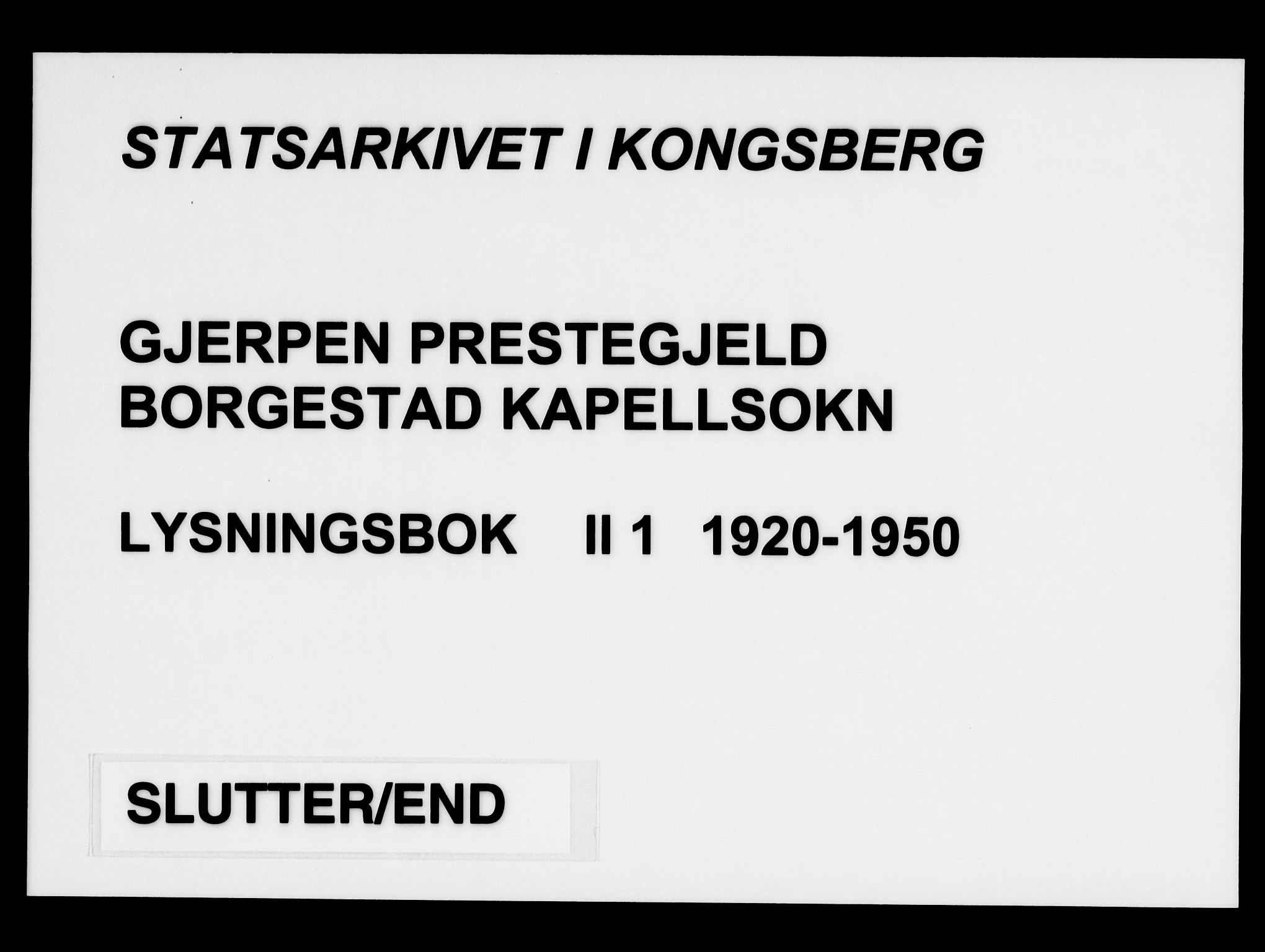 Gjerpen kirkebøker, SAKO/A-265/H/Hb/L0001: Lysningsprotokoll nr. II 1, 1920-1950