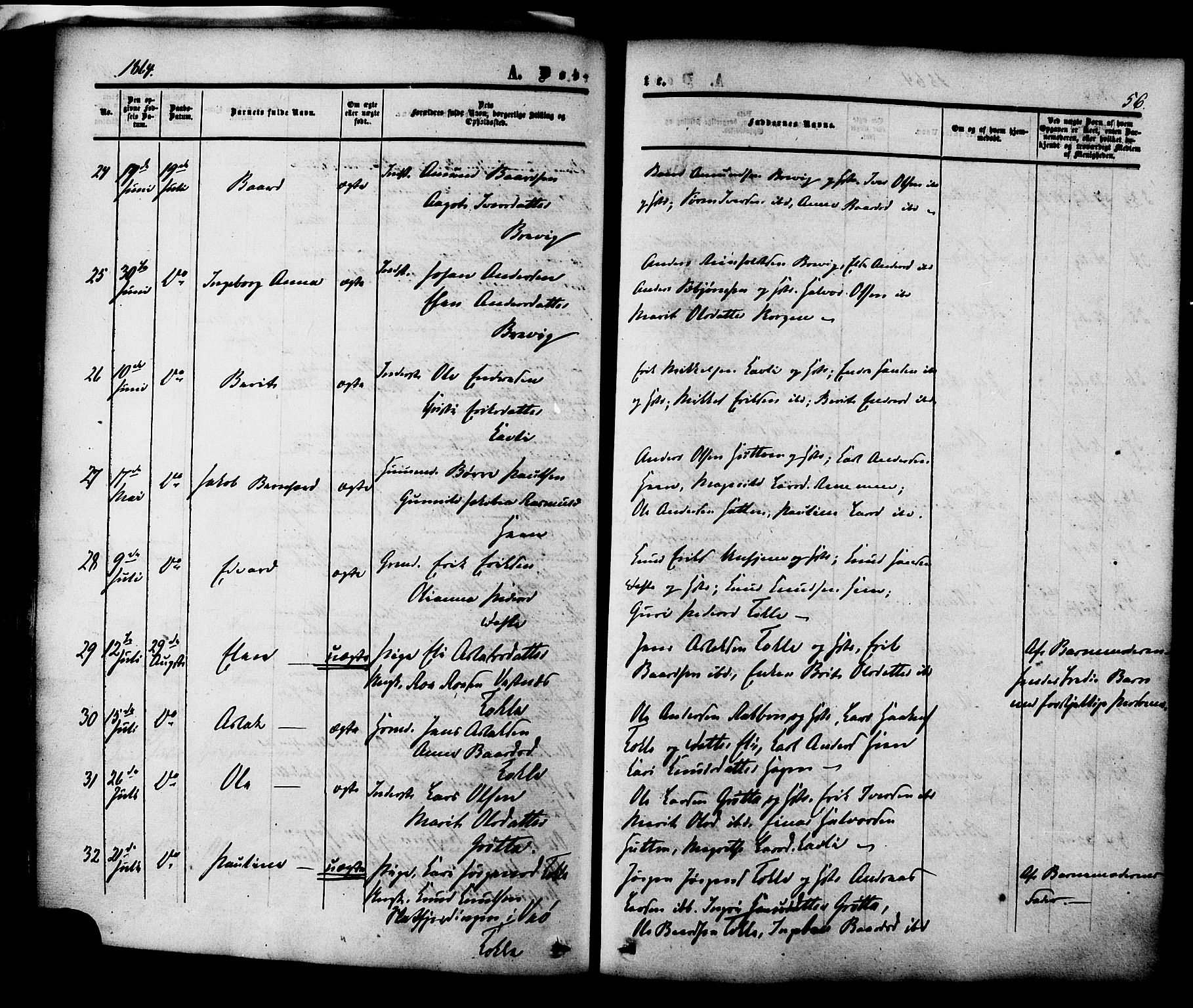Ministerialprotokoller, klokkerbøker og fødselsregistre - Møre og Romsdal, AV/SAT-A-1454/545/L0586: Ministerialbok nr. 545A02, 1854-1877, s. 56
