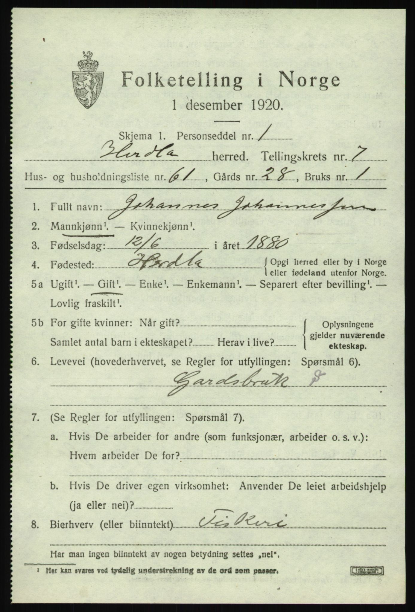 SAB, Folketelling 1920 for 1258 Herdla herred, 1920, s. 5679