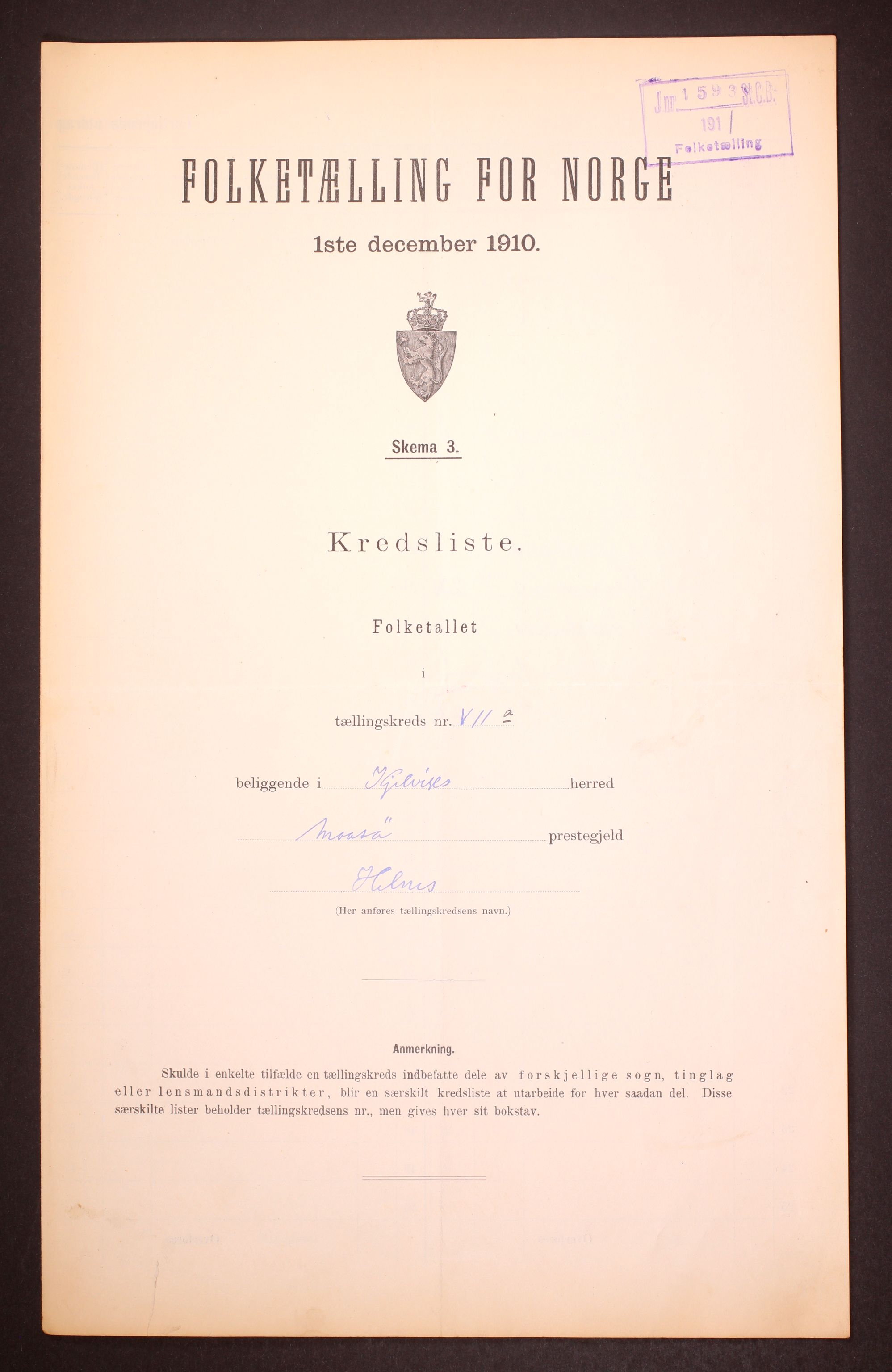 RA, Folketelling 1910 for 2019 Kjelvik herred, 1910, s. 25