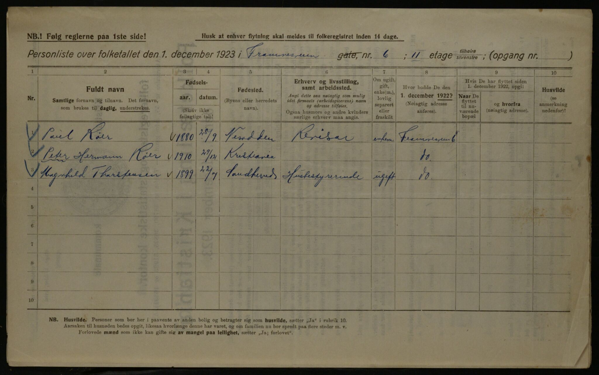 OBA, Kommunal folketelling 1.12.1923 for Kristiania, 1923, s. 28504